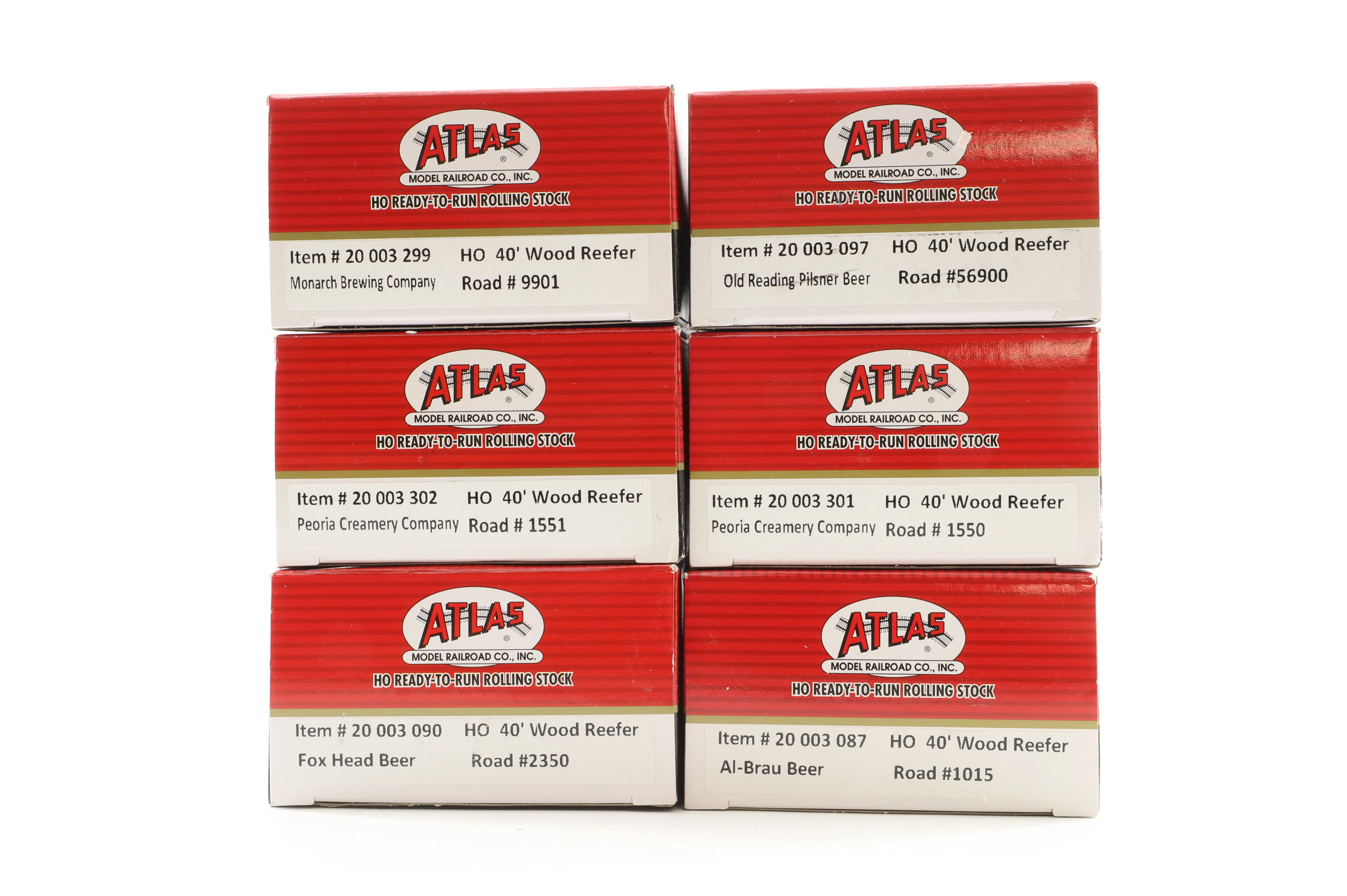 Atlas HO Rake Of 6 40' Wood Reefer Road Wagons Inc. 20 003 097, 301, 087, 299, 302 & 090 - Image 2