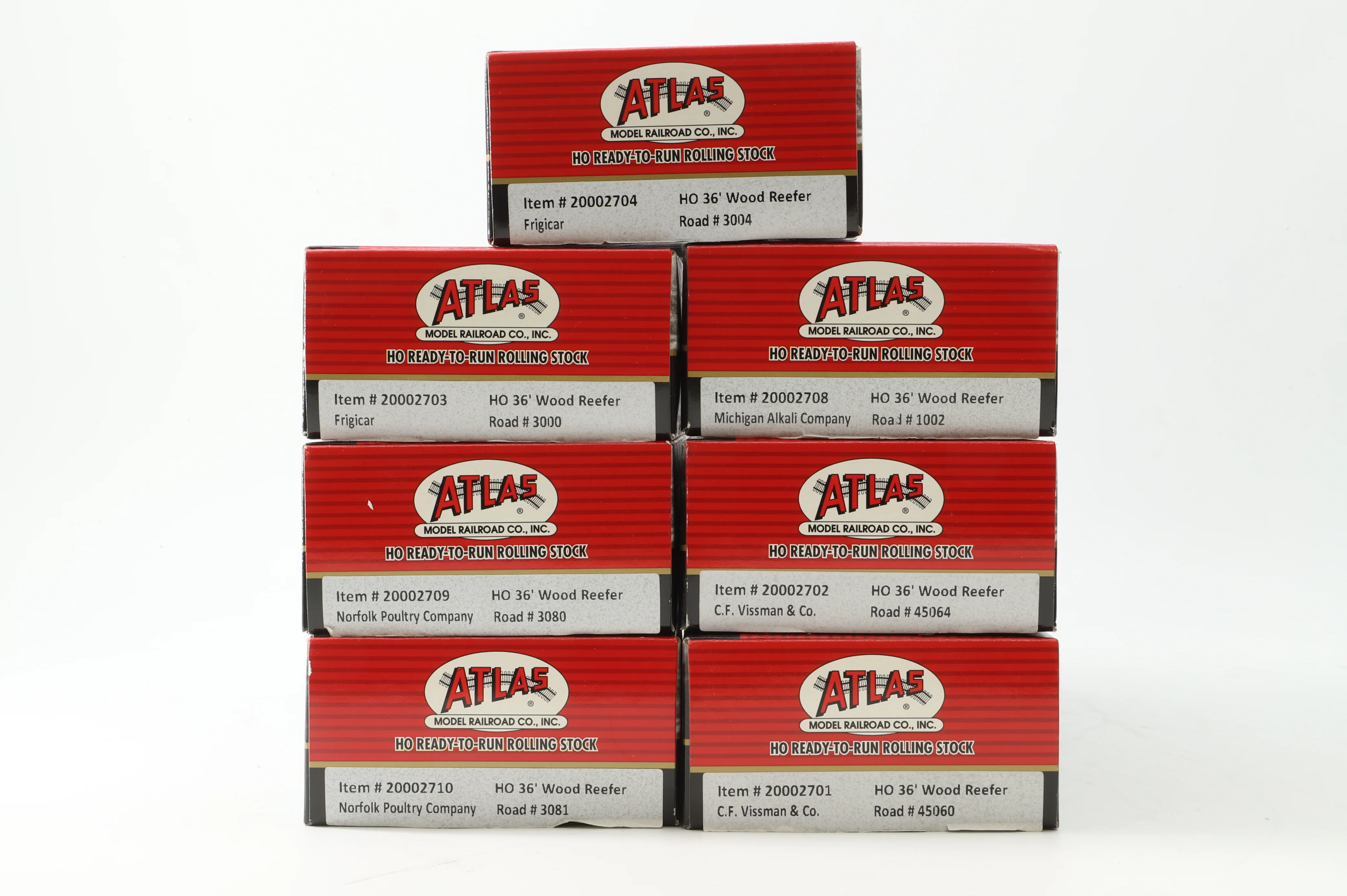 Atlas HO Rake Of 7 36' Wood Reefer Box Vans Inc. 20002708, 20002704, 20002702, 20002703, 20002710, 20002701 & 20002709 - Image 2