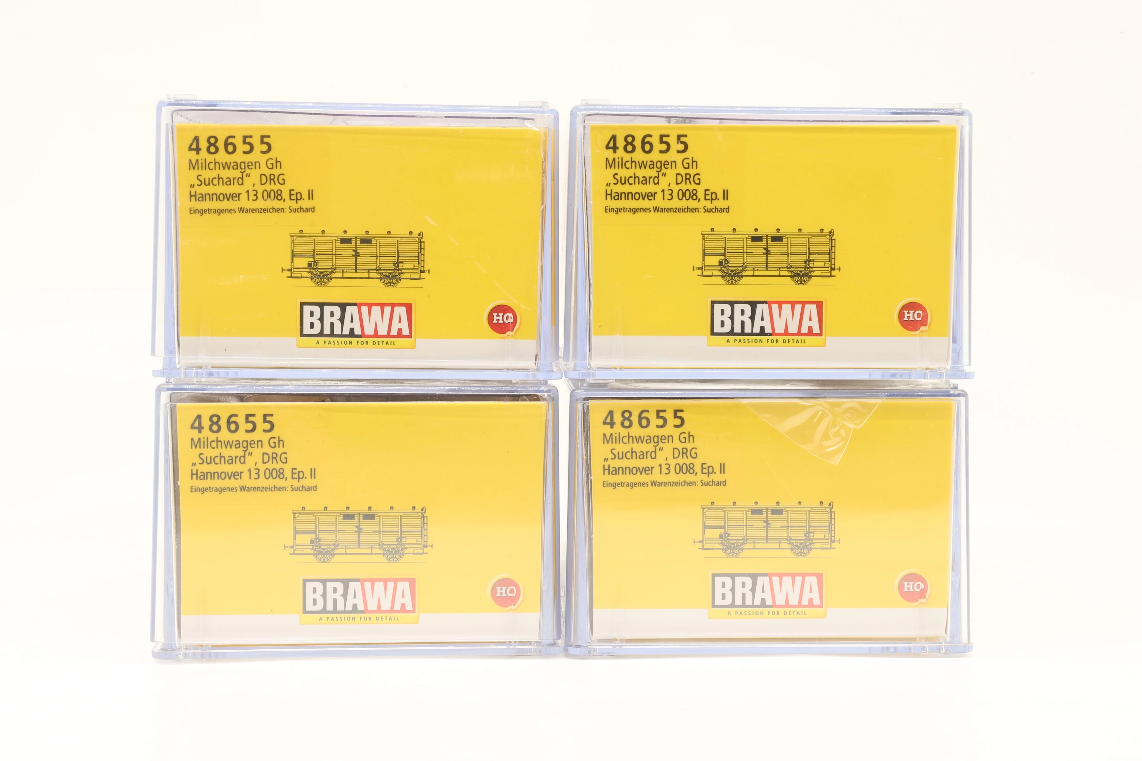 Brawa HO 48655 Rake Of 4 Box Vans DRG - Image 2