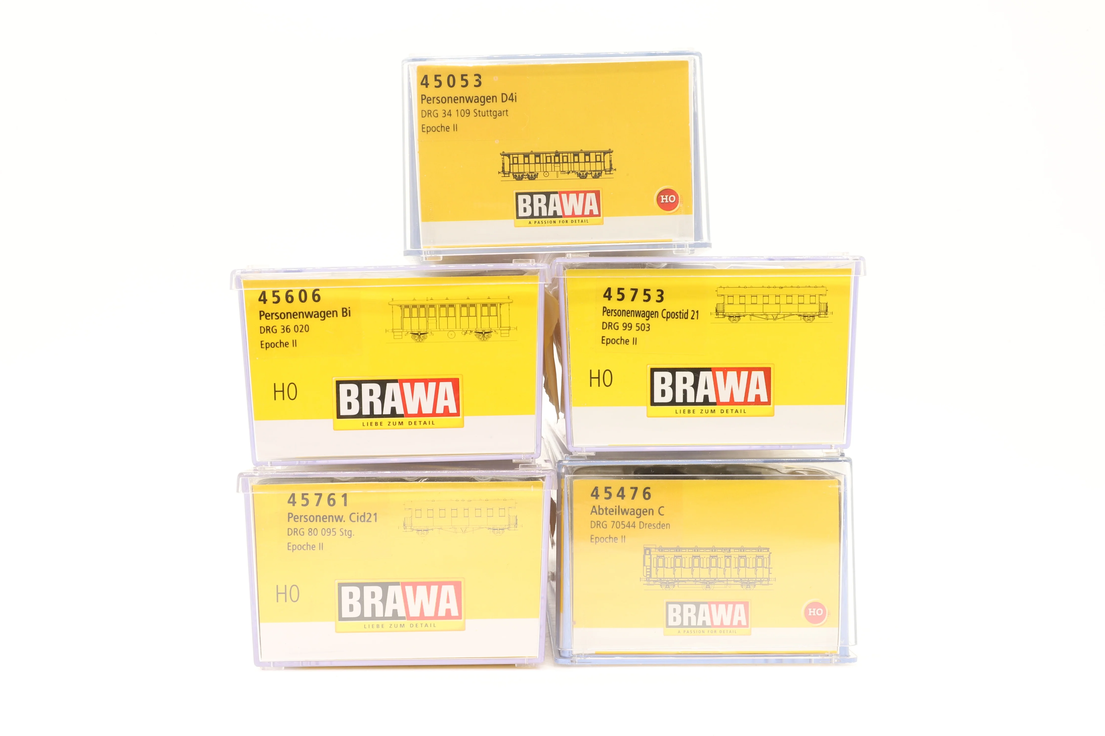 Brawa HO Rake Of 5 DRG Green Coaches Inc. 45606, 45753, 45761, 45053 & 45476 - Image 2