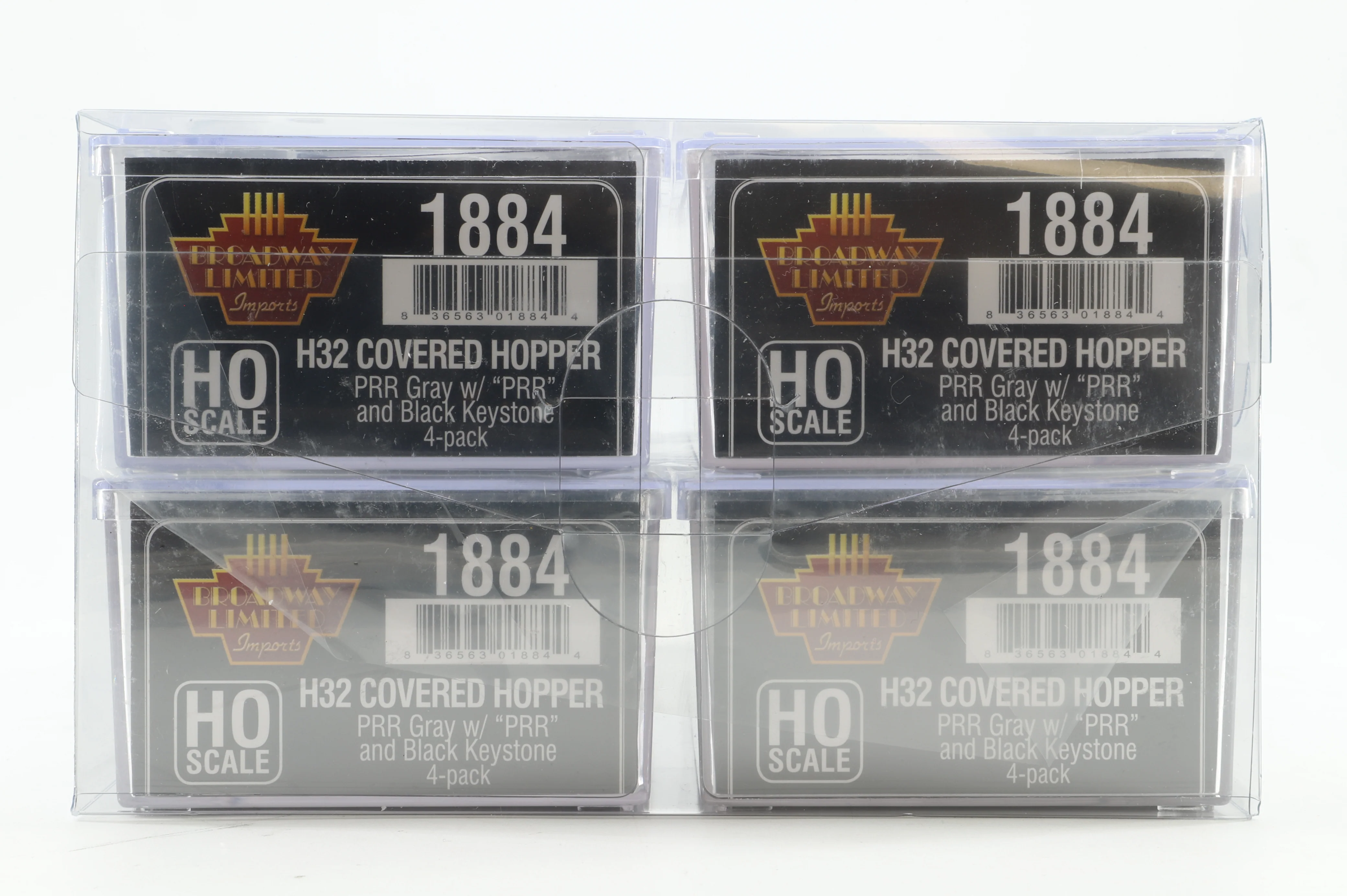 Broadway Limited HO 1884 Pack Of 4 H32 Covered Hopper PRR Black Keystone Wagons - Image 2