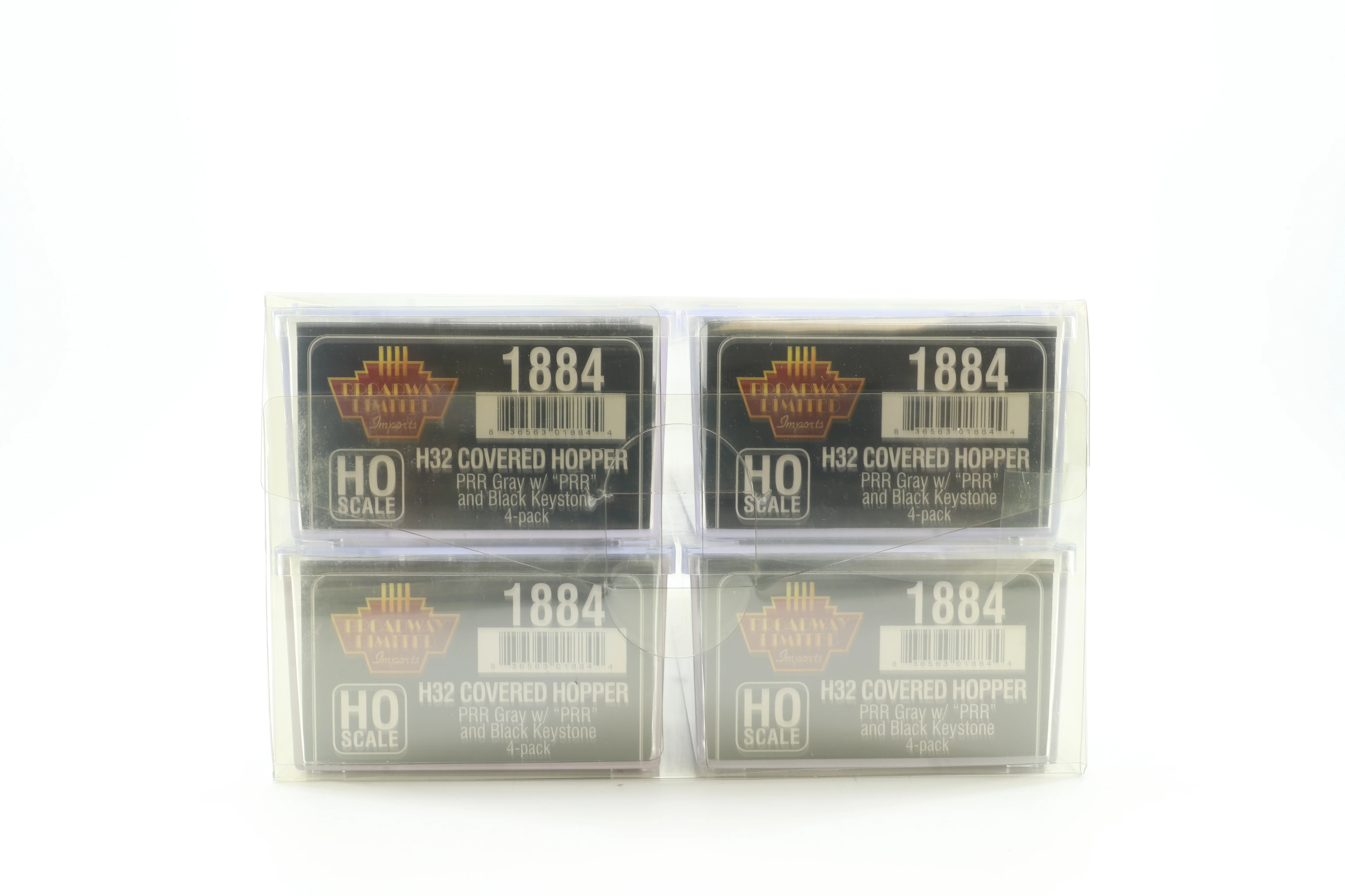 Broadway Limited HO 1884 Set of 4 H32 Covered Hoppers in PRR Grey - Image 2