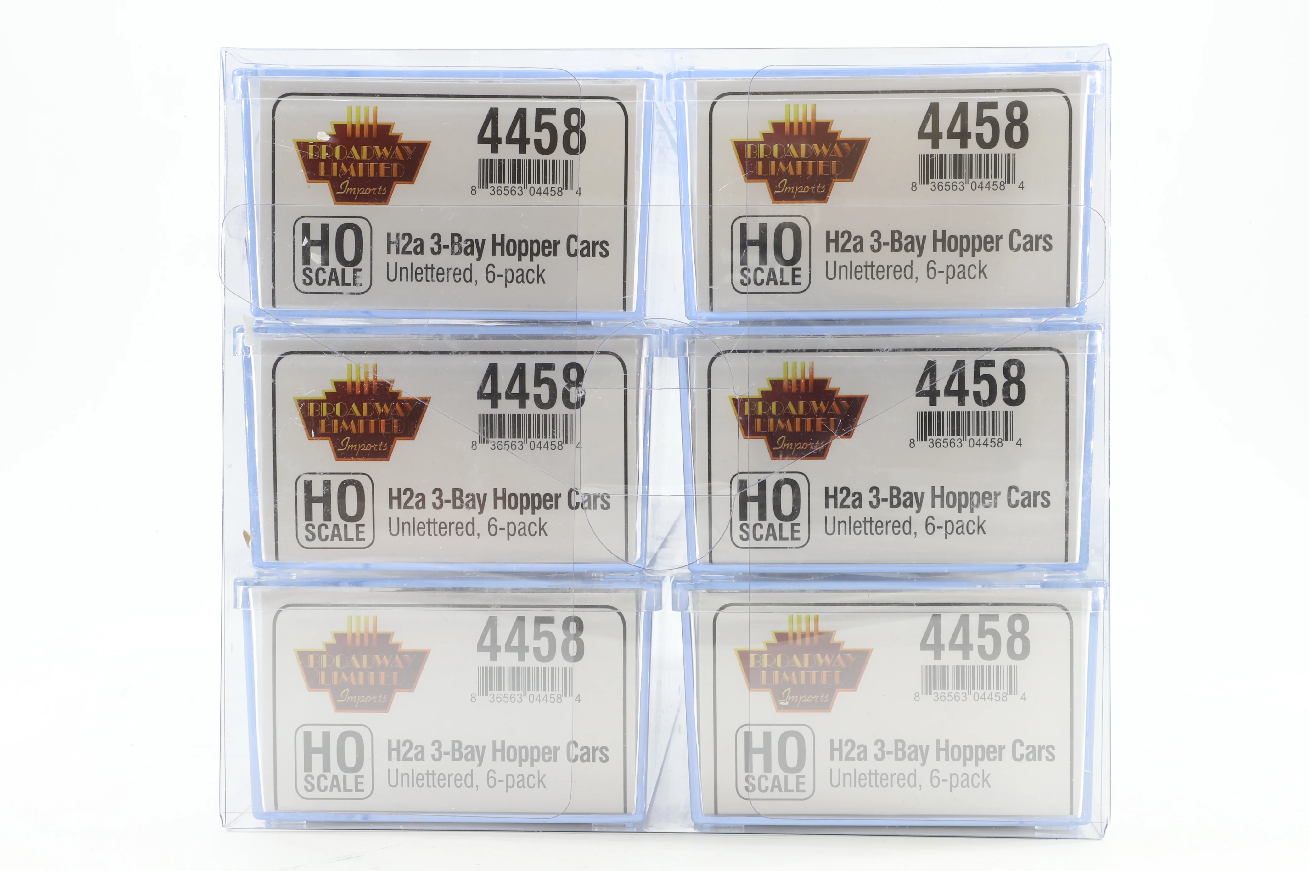 Broadway Limited HO 4458 Pack Of 6 H2a 3 Bay Unlettered Hopper Cars - Image 2