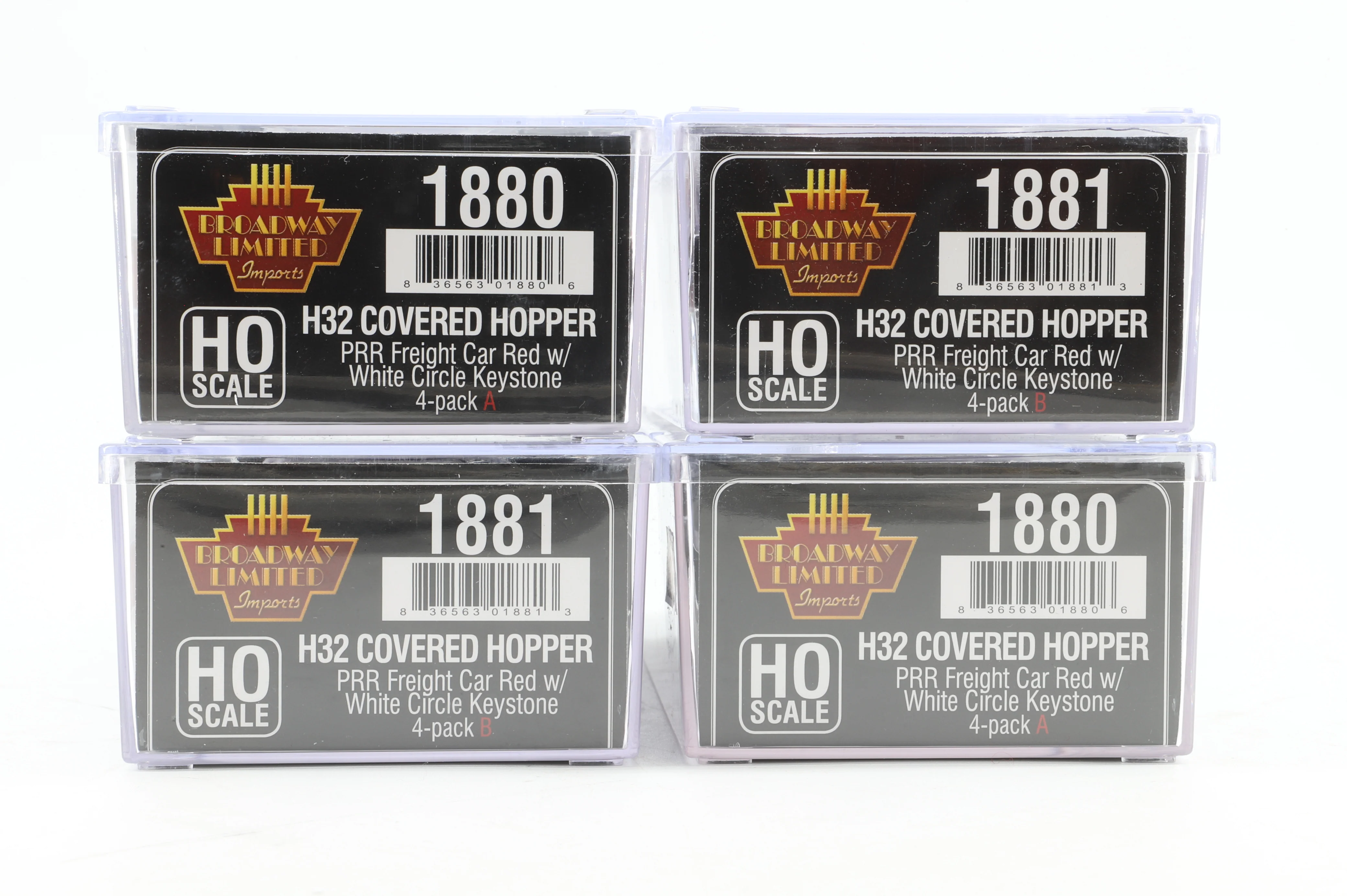Broadway Limited HO Rake Of 4 H32 Covered PRR Freight Hopper Cars Inc. 1880x2 & 1881x2 - Image 2
