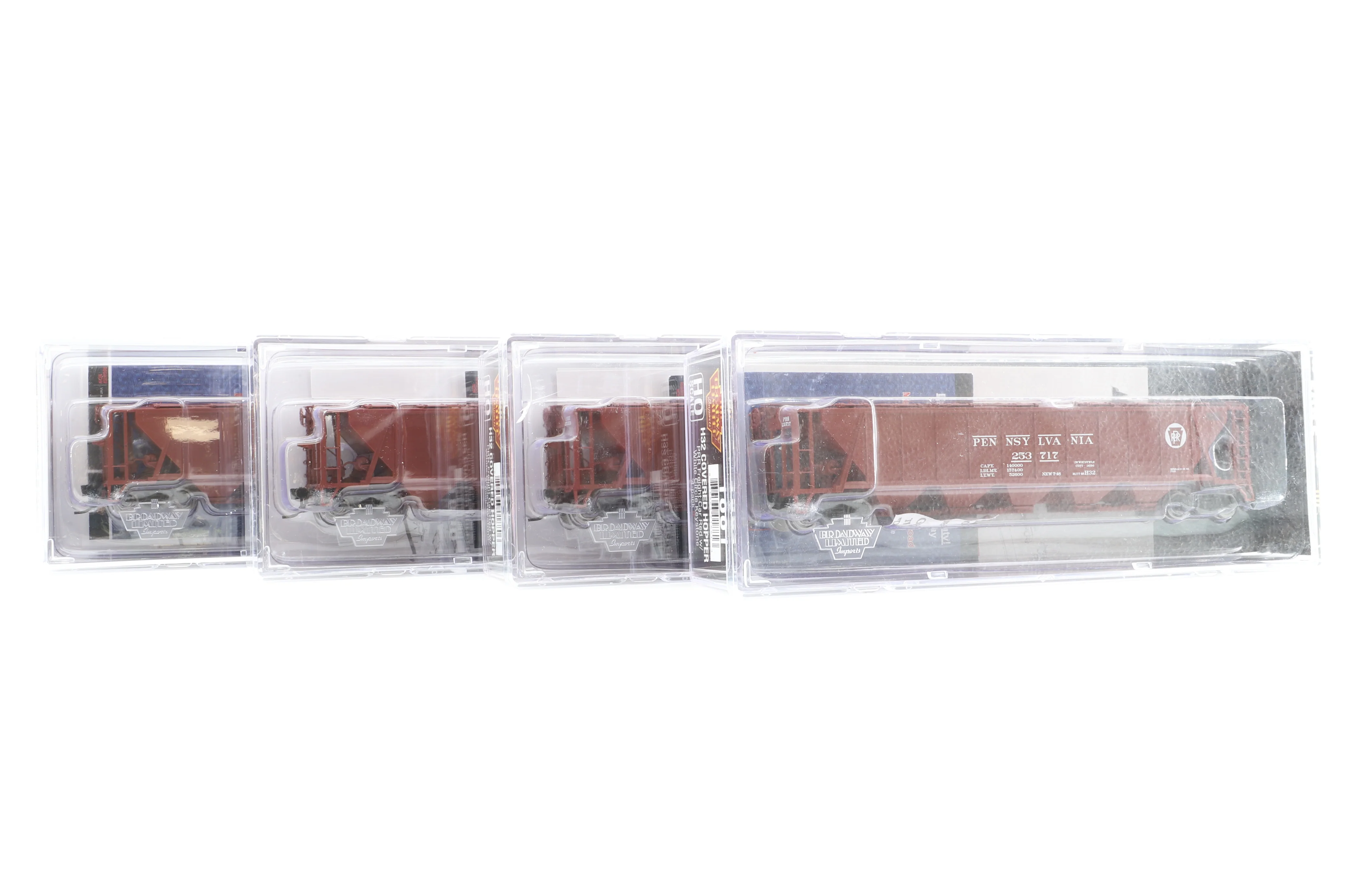 Broadway Limited HO Rake Of 4 H32 Covered PRR Freight Hopper Cars Inc. 1880x2 & 1881x2 - Image 4