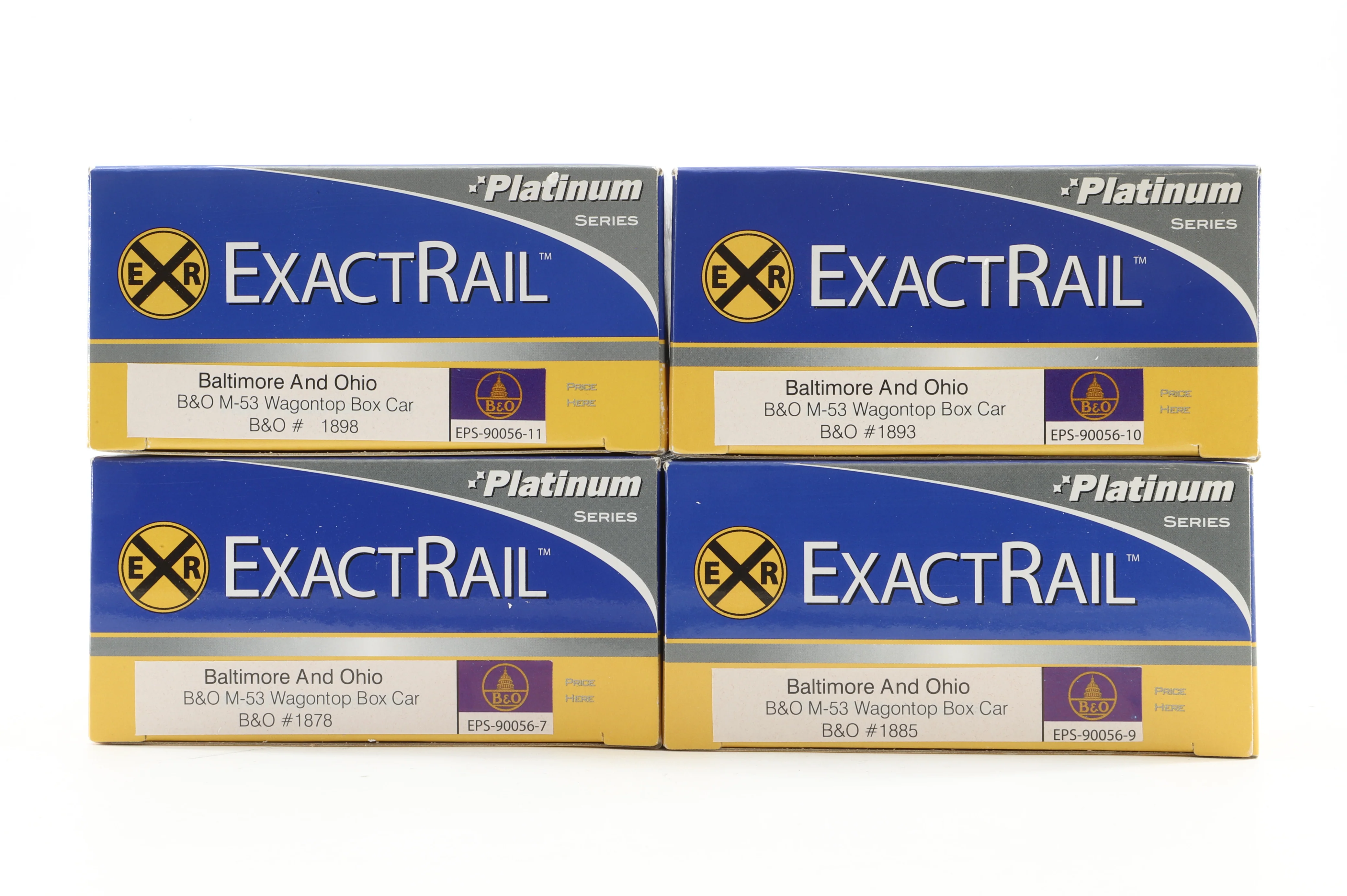 Exact Rail HO Rake Of 4 Baltimore & Ohio Wagontop Box Cars Inc. EPS-90056-11, 10, 9 & 7 - Image 2