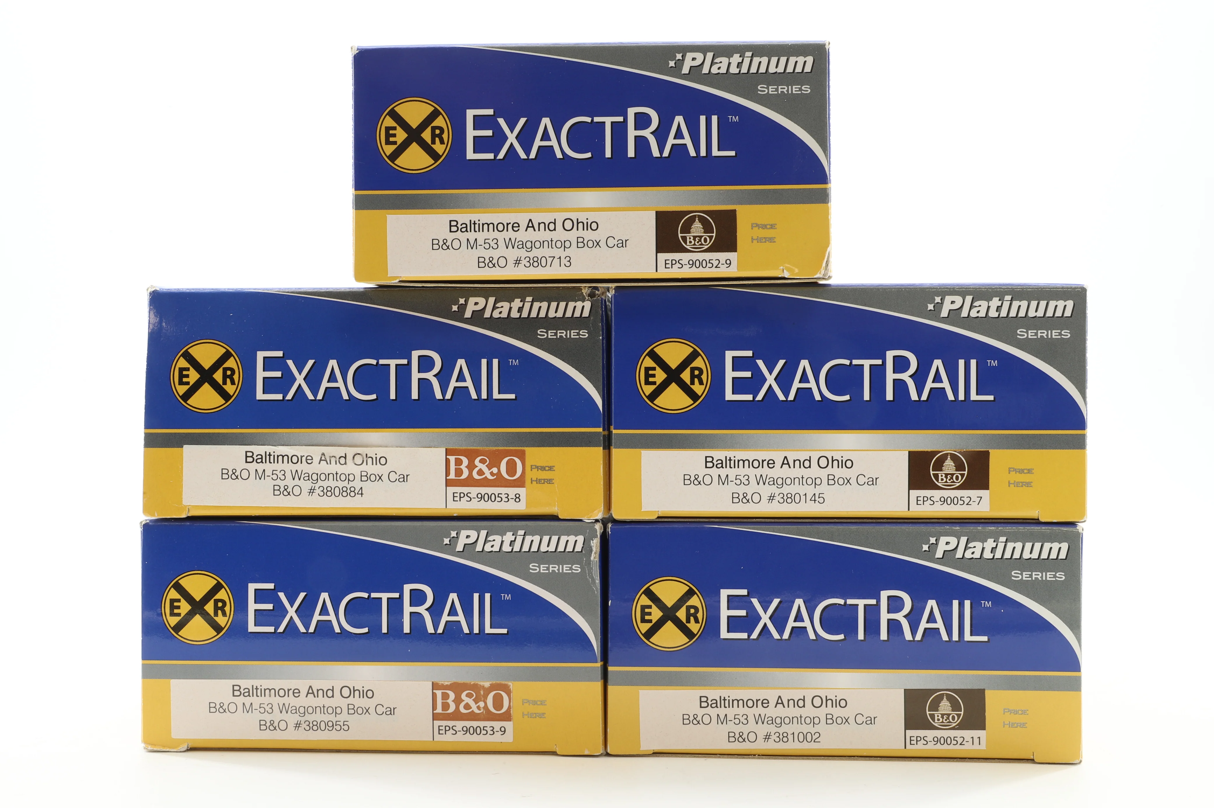 Exact Rail HO Rake Of 5 B&O M-53 Wagontop Box Cars Inc. EPS-90052-7, -11, -9, -8 & -9 - Image 2