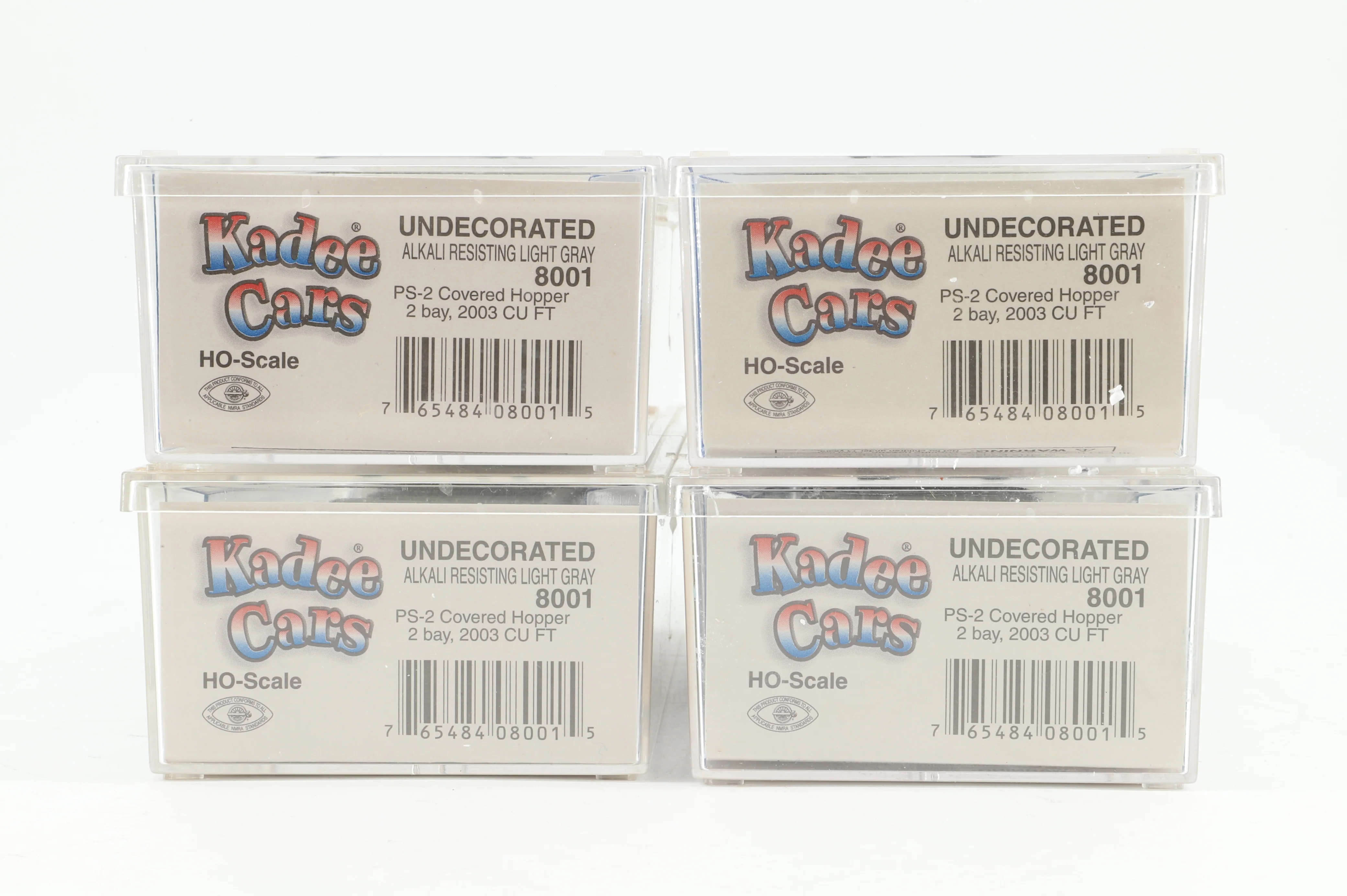 Kadee Cars HO 8001 Rake Of 4 Undecorated PS-2 Covered Hooper Wagons - Image 2
