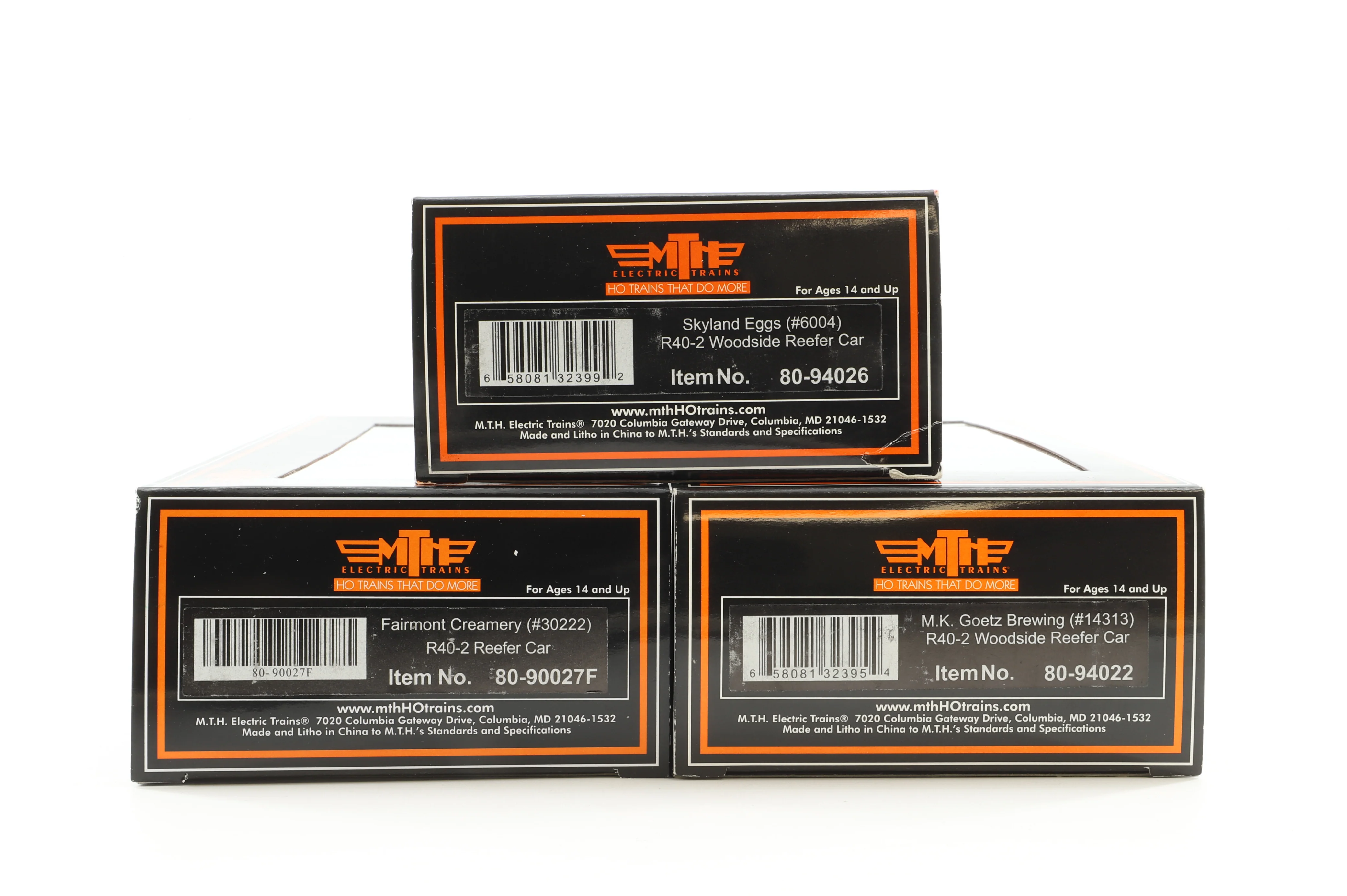 MTH HO Rake of 3 R40-2 Woodside Reefer Cars, Inc. 80-94022, 94026, 90027F - Image 2