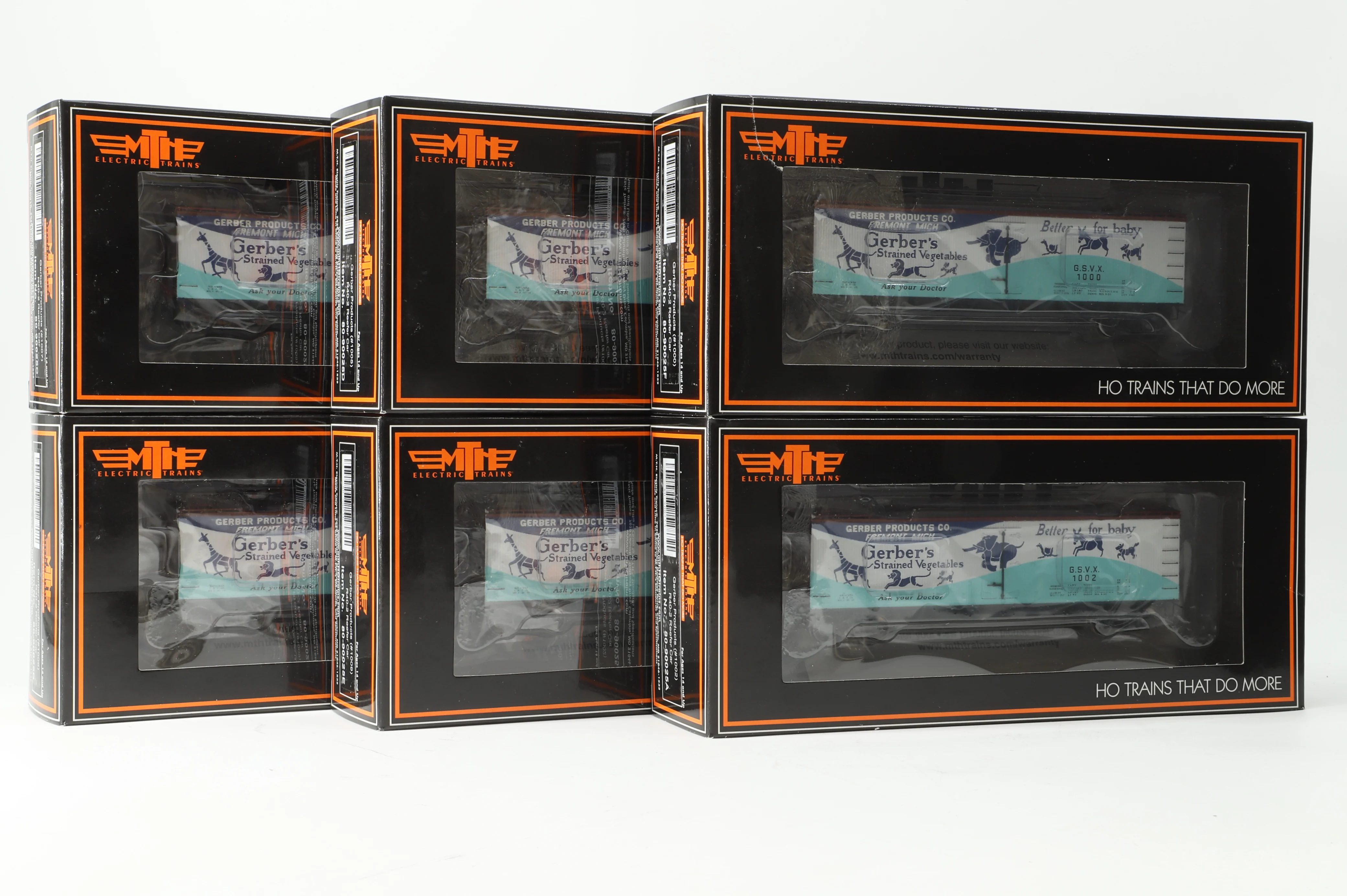MTH HO Rake of 6 R40-2 Reefer Cars, Gerber Products, Inc. 80-90025A, B, C, D, E & F
