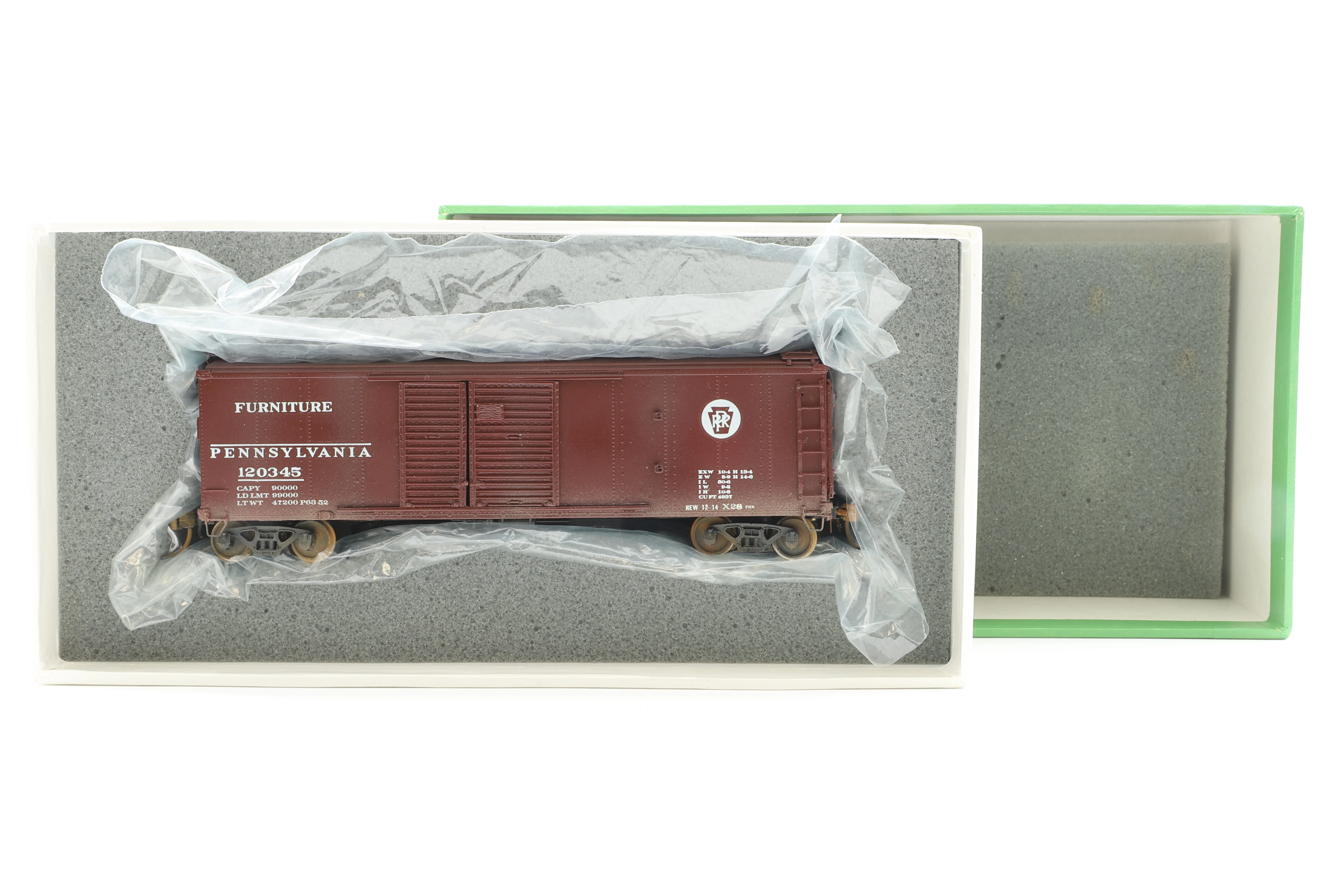 Overall Models HO Brass 3018 X-28 Boxcar No.120345 in PRR 'Furniture' Brown - Weathered - Image 6