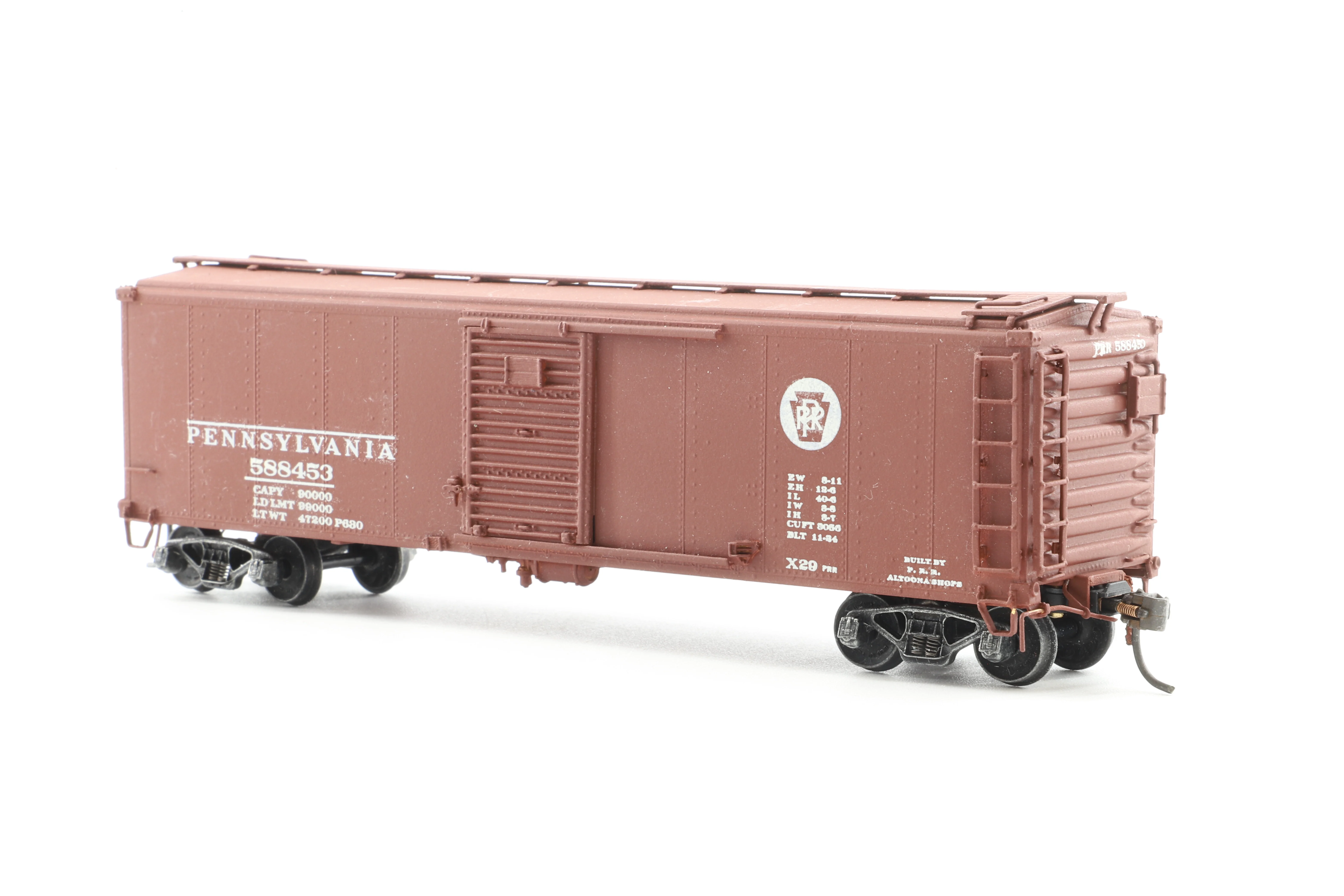 Overland Models HO Brass 3014 X-29 Box Car w/ Corrugated Doors & Ends No.588453 in PRR Brown - Image 2