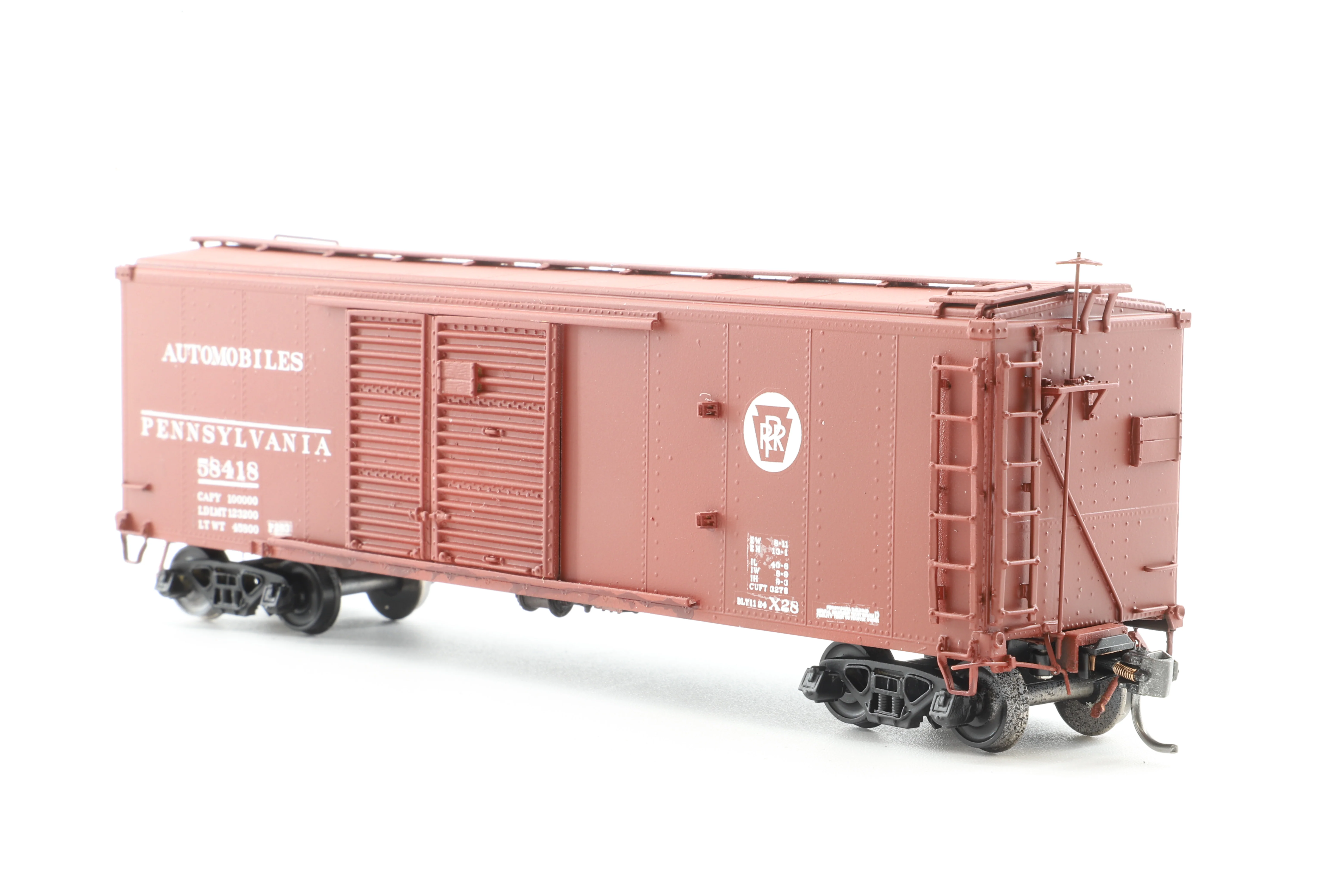 Overland Models HO Brass 3018 X-28 Boxcar No.58418 in PRR Brown