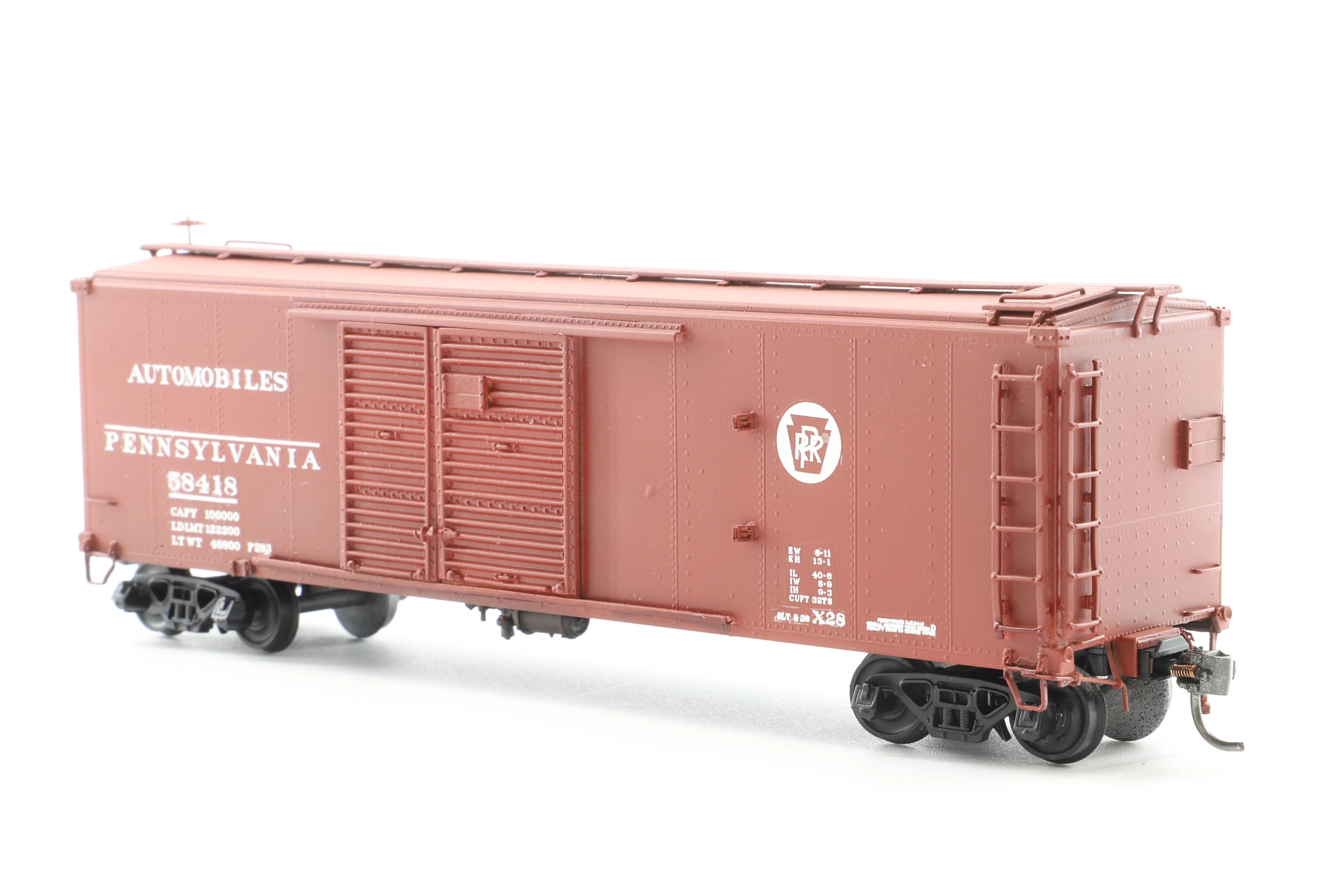 Overland Models HO Brass 3018 X-28 Boxcar No.58418 in PRR Brown - Image 2