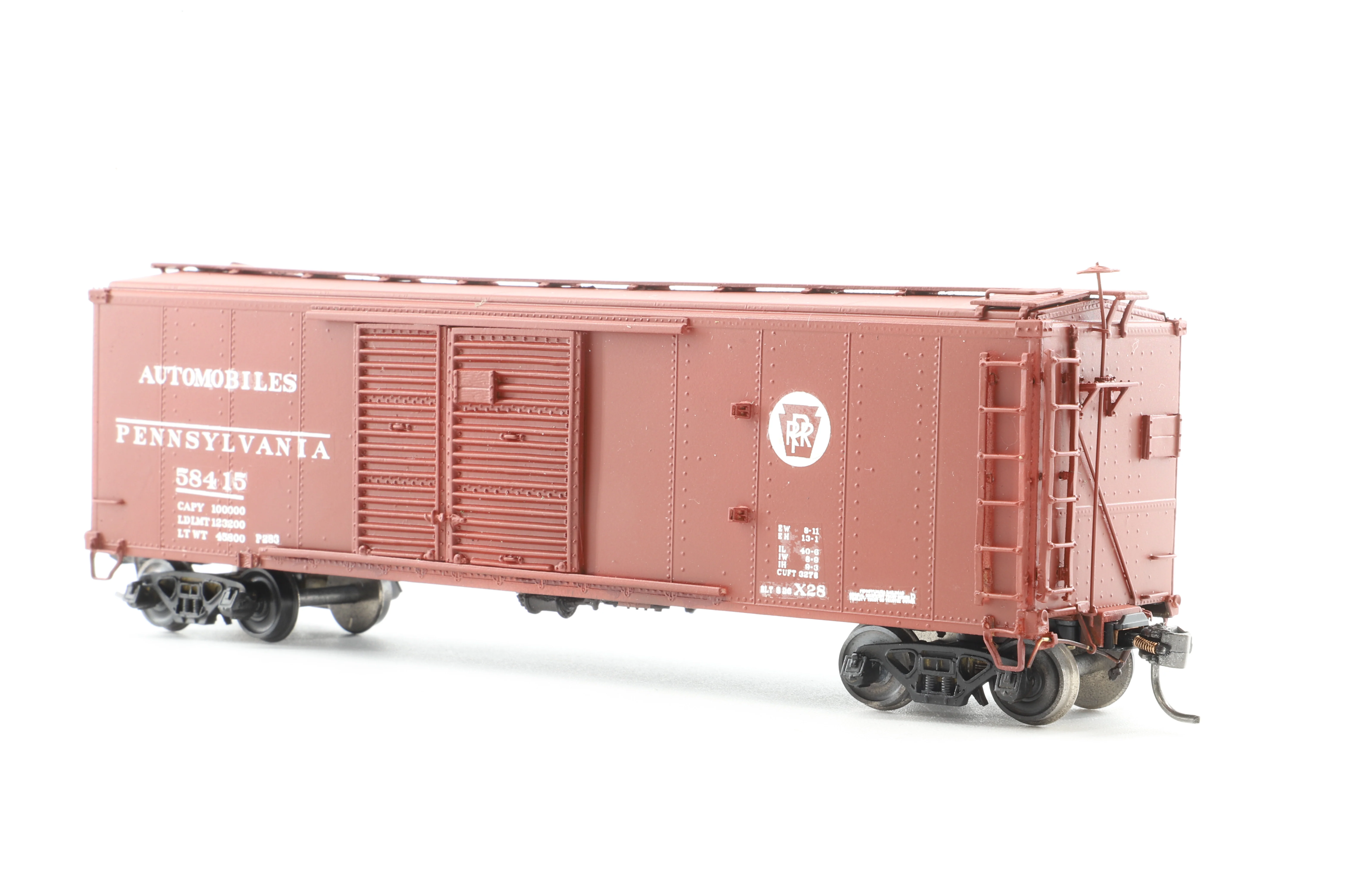 Overland Models HO Brass 3018 X-28 Boxcar No.58415 in PRR 'Automobiles' Livery