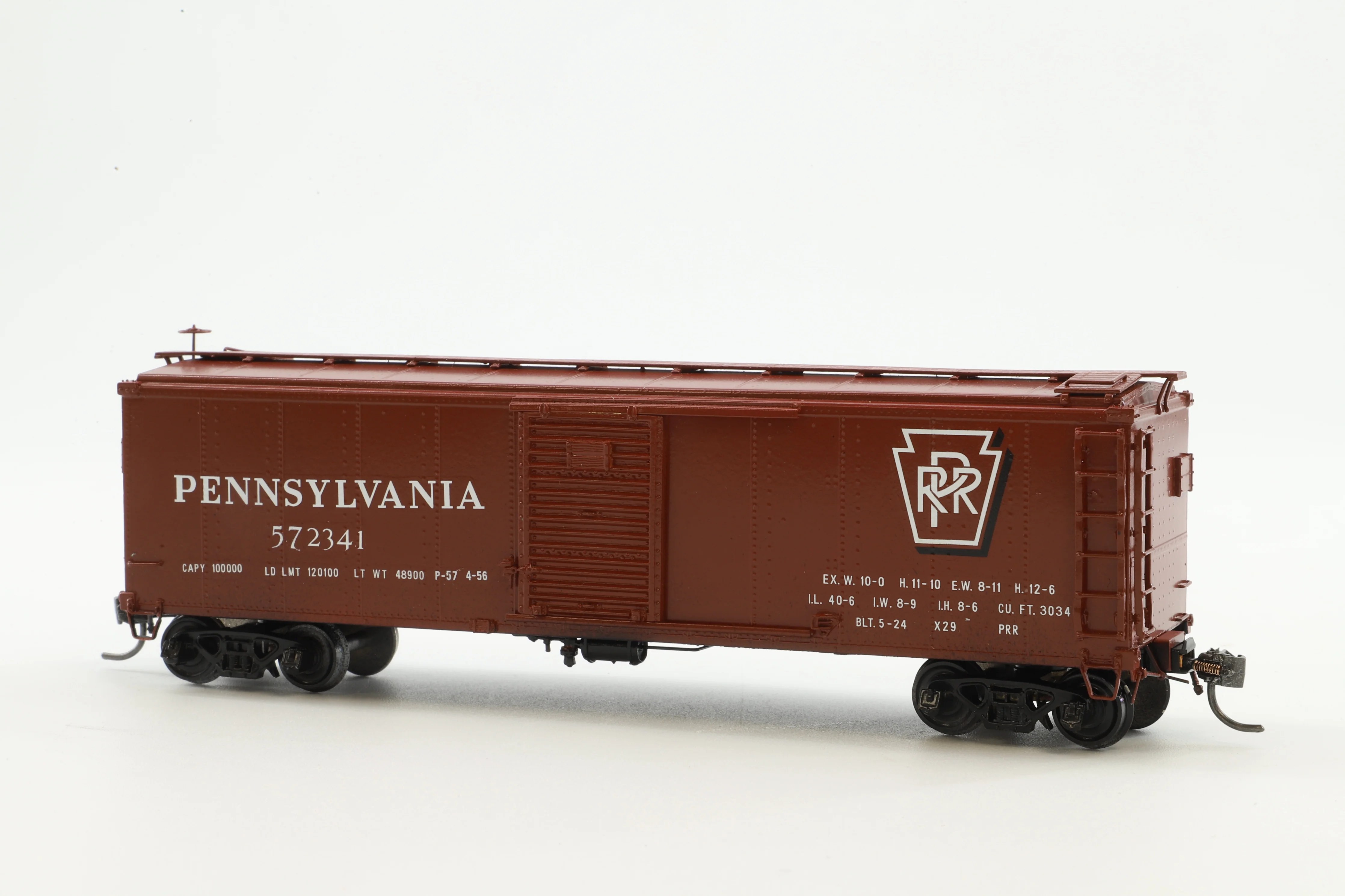 Overland Models HO Brass OMI-3013 Box Car PRR Class X29 w/ Corrugated Doors & Ends '572341' - Image 2