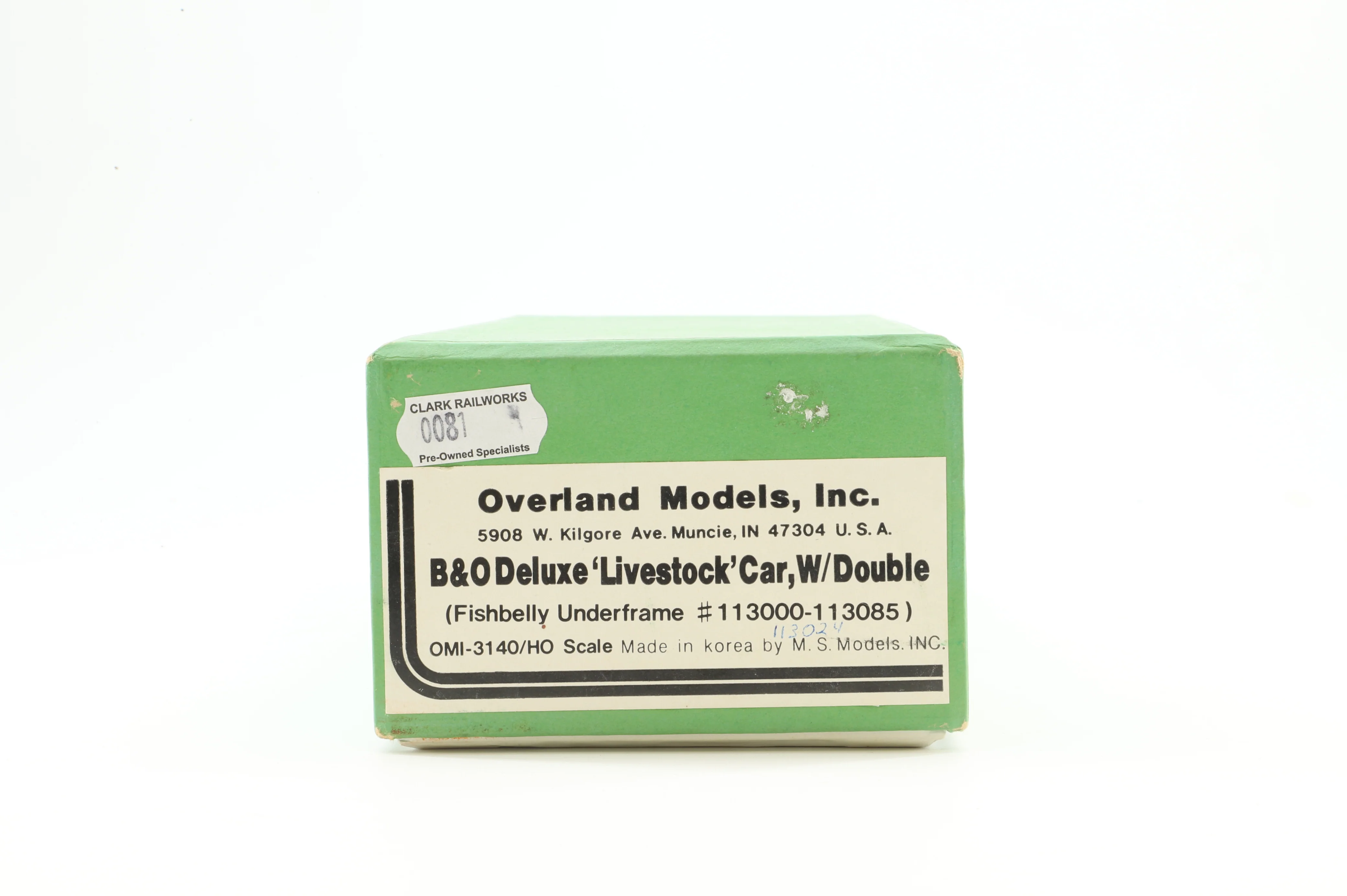 Overland Models HO Brass OMI-3056 Stock Car B&O Class S-1 DeLuxe Cattle '113024' - Image 6