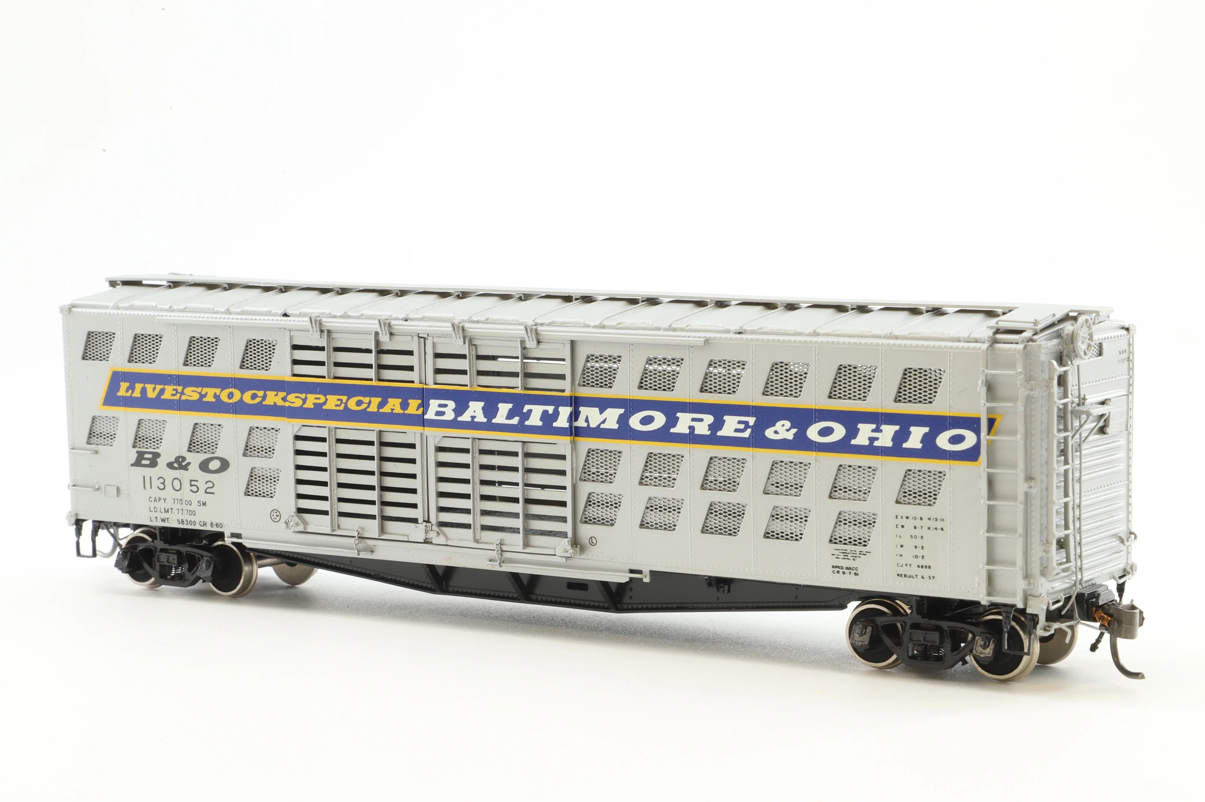 Overland Models HO Brass OMI-3056 Stock Car B&O Class S-1 DeLuxe Cattle '113052' - Image 3