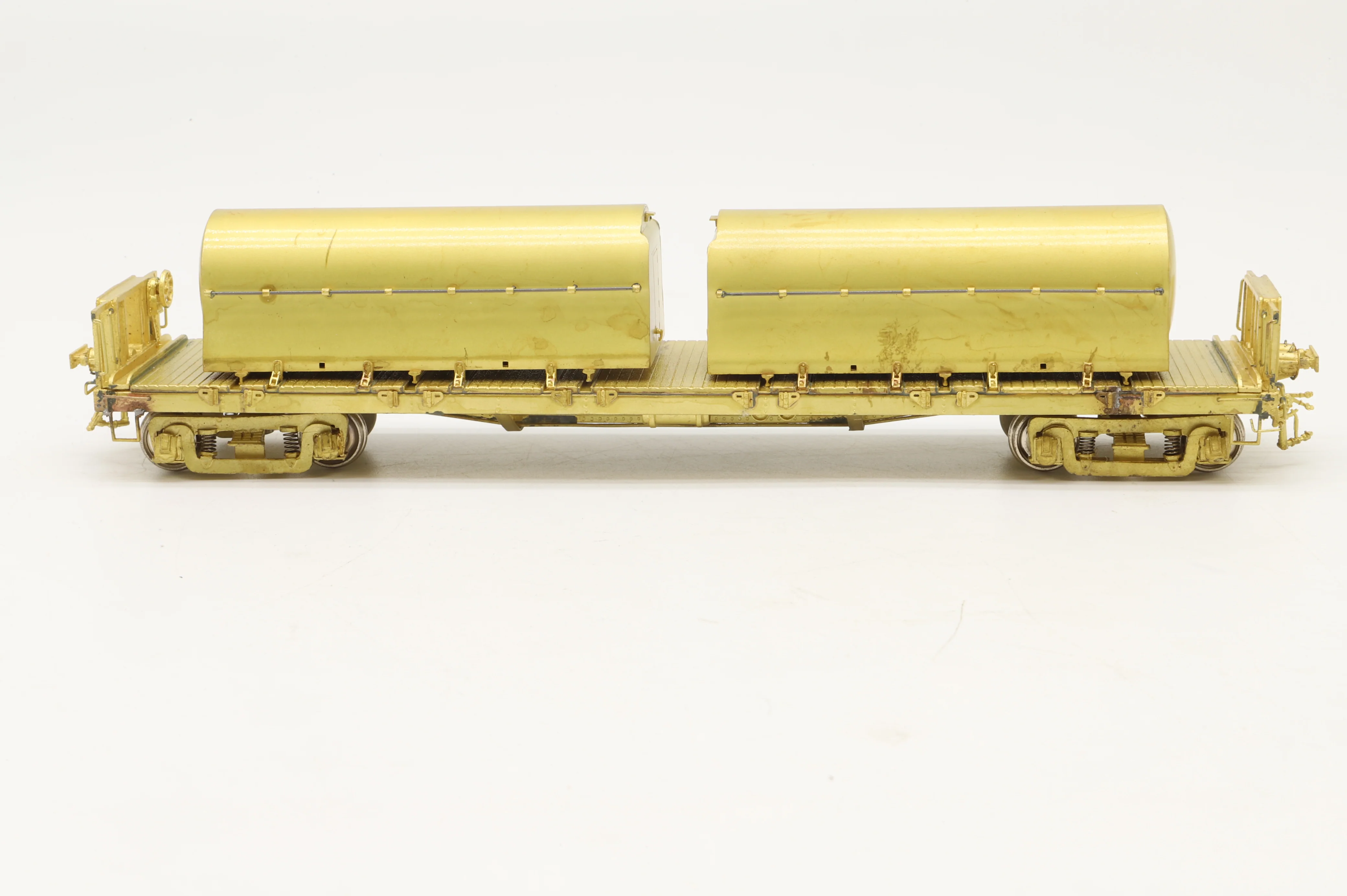 Overland Models/MS Models HO Brass OMI-3158 National Car-Flat Car w/2 Milk Containers, Plain Brass - Image 2