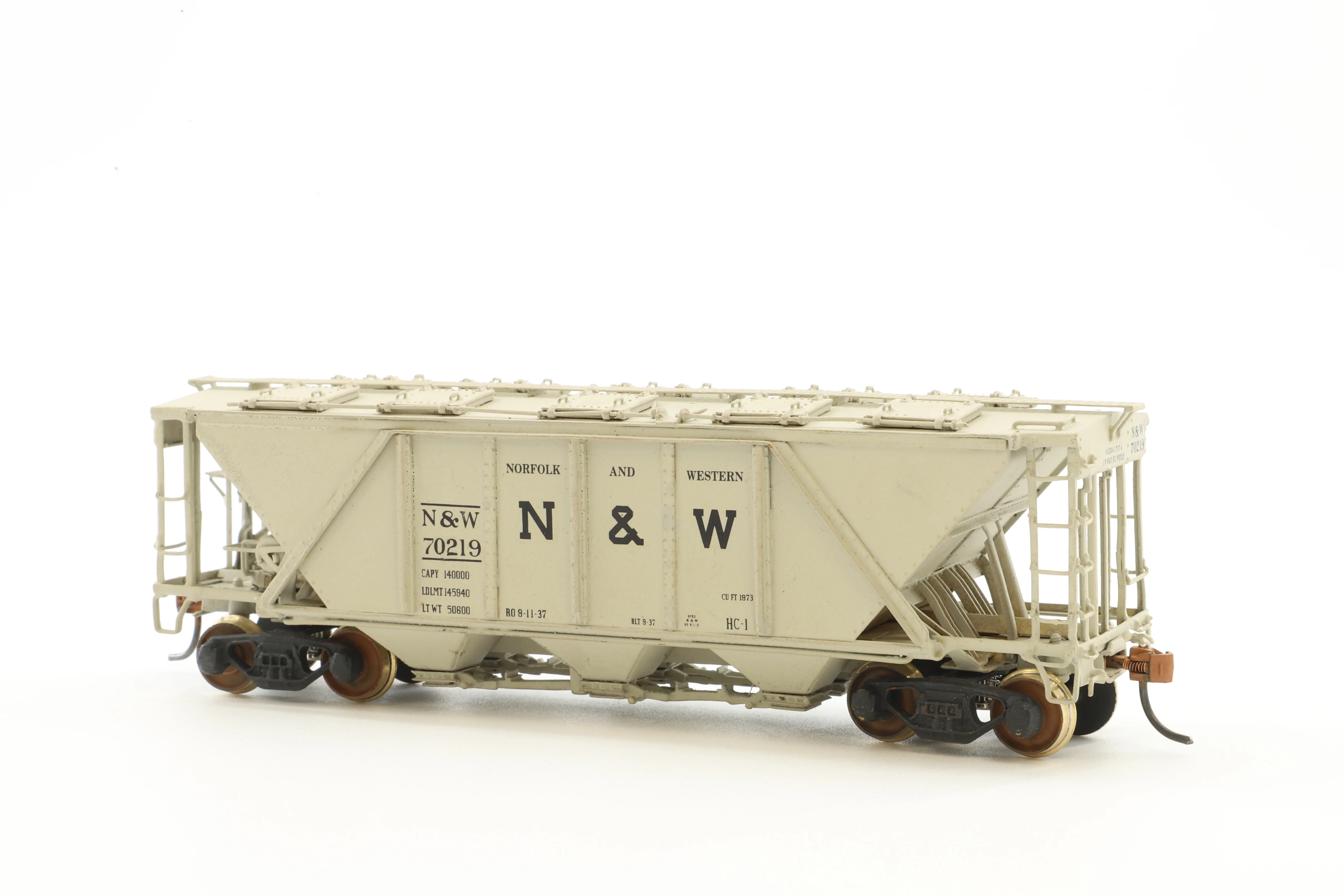 Precision Scale Co HO Brass 15892 Hopper Covered N&W 70 Ton Hopper '70219' - Image 2