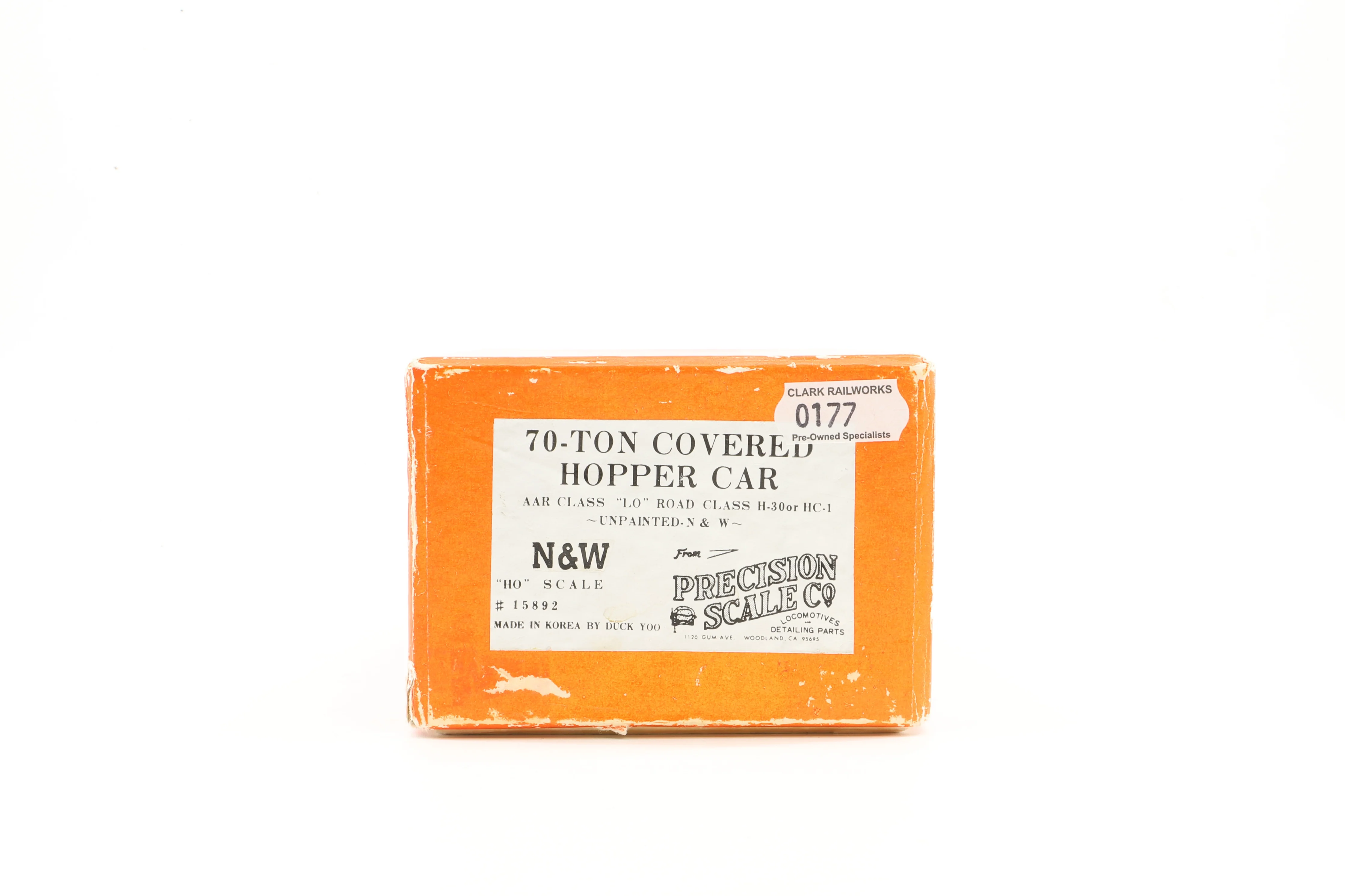 Precision Scale Co HO Brass 15892 Hopper Covered N&W 70 Ton Hopper '70219' - Image 6