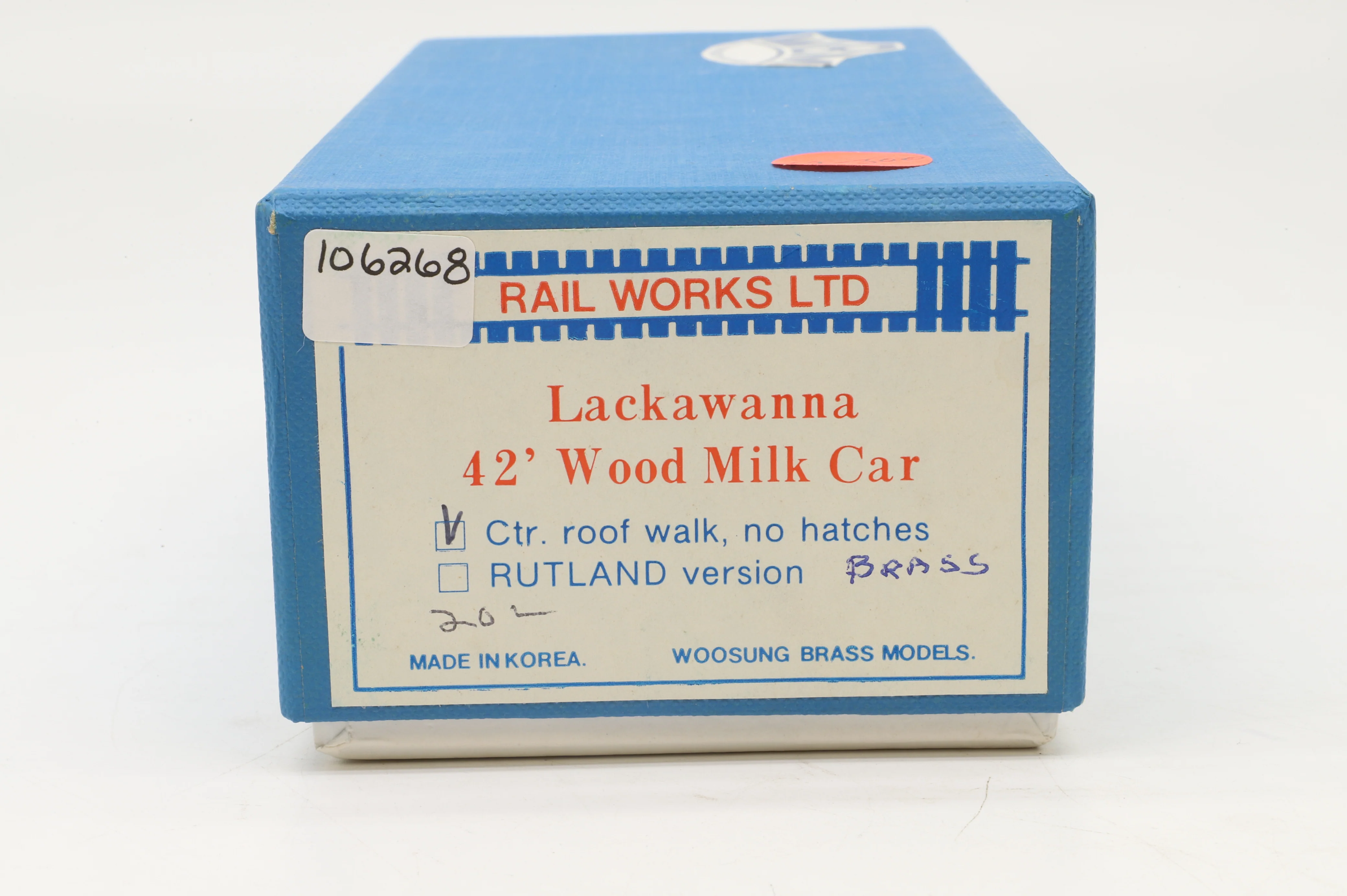 Rail Works Ltd/Woosung Brass Models HO Brass Lackawanna 42' Wood Milk Car, Ctr. roof walk, no hatches, Plain Brass - Image 7