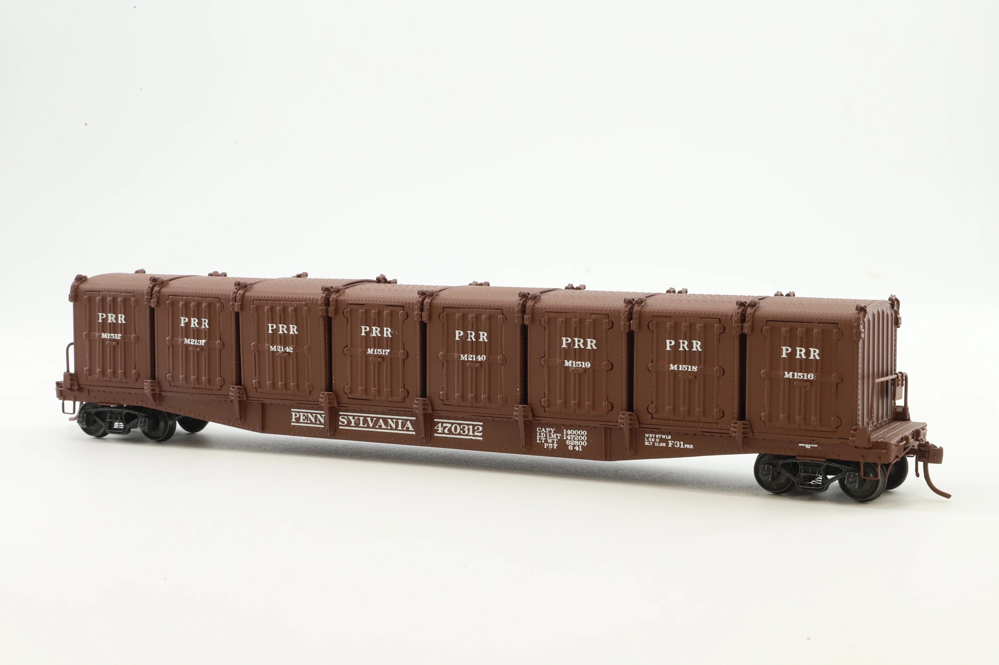 Railworks Ltd HO Brass Container Car PRR Class F31 w/ 8xDD1 Containers '470312'