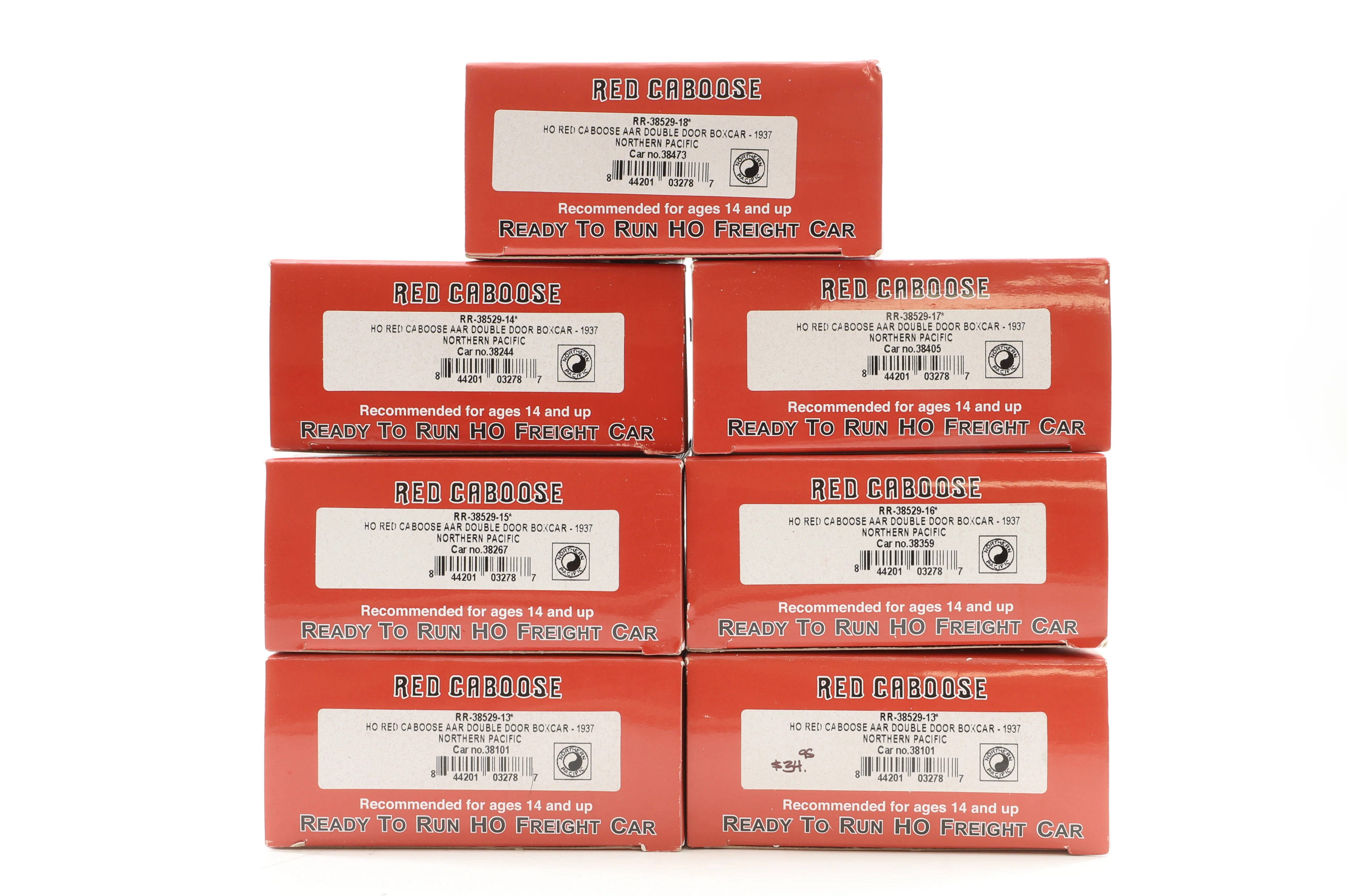 Red Caboose HO Rake Of 7 Northern Pacific Box Cars Inc. RR38529-14, -15, -13 x2, -18, -17, &-16 - Image 2