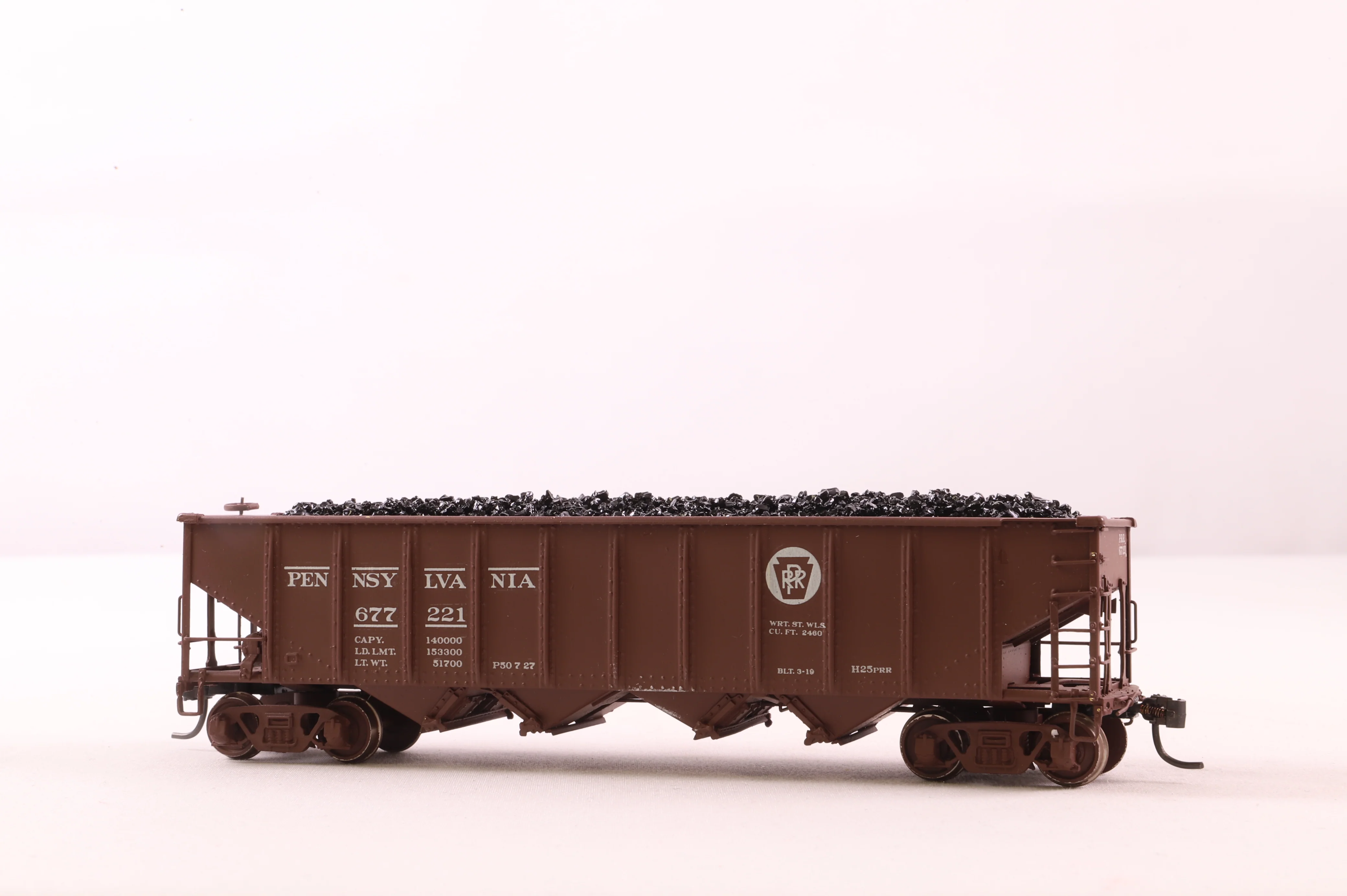 Sunset Models HO Brass HO-25 Hopper PRR Class H25 C/P Tolf w/ Light Weathering '677221' - Image 2
