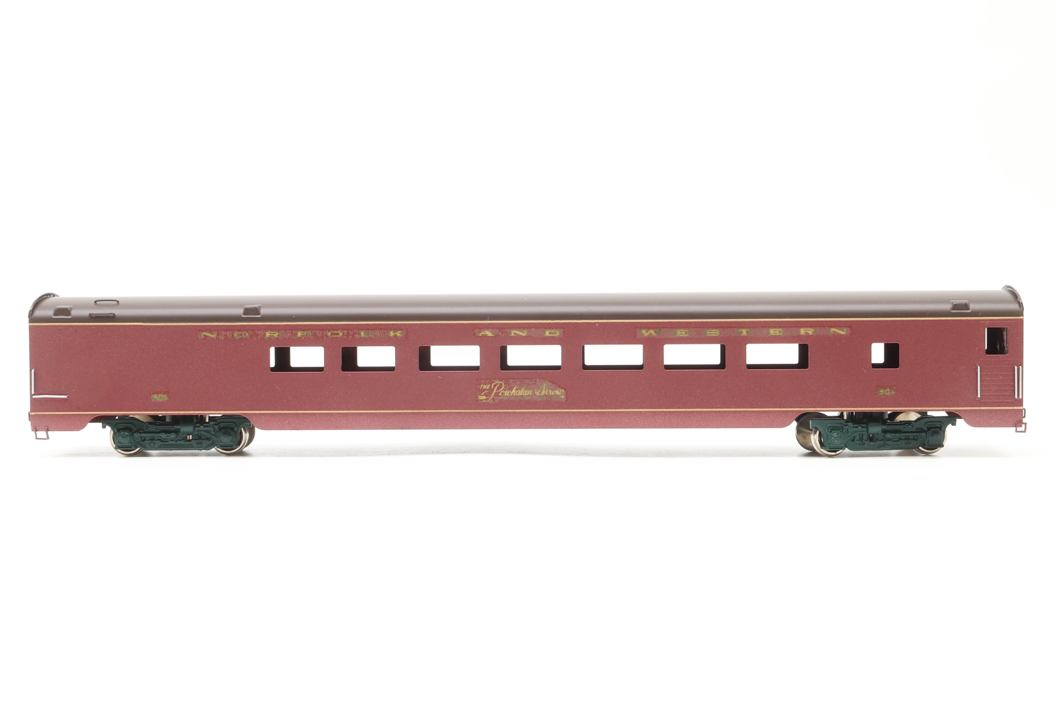 Sunset Models HO Brass Rake of Northern & Western Coaches, Custom Painted & Transferred - Image 2