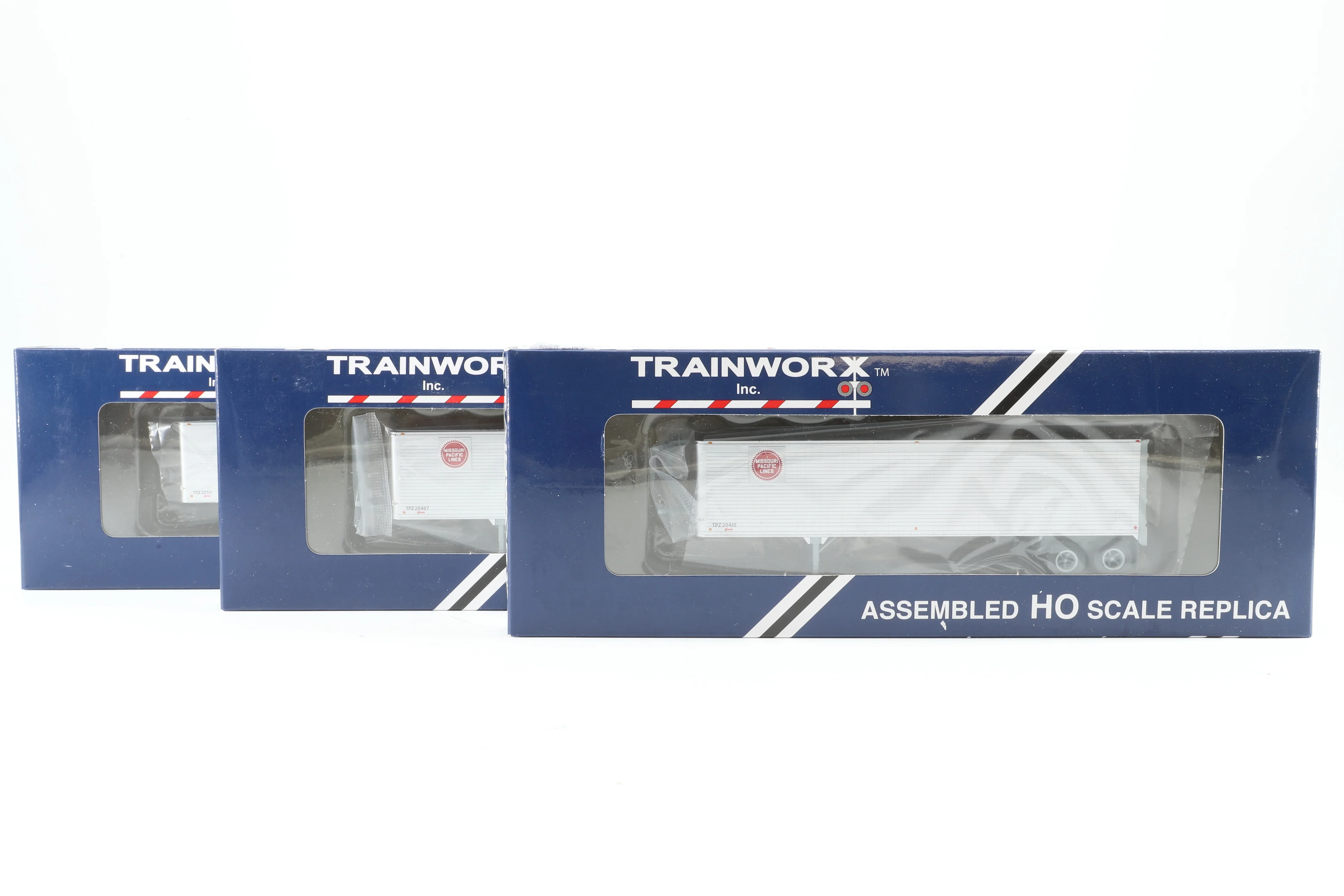 Trainworx HO Rake Of 3 40' Corrugated Texas & Pacific Vans Inc. 80203-01, 80203-02 & 80203-03