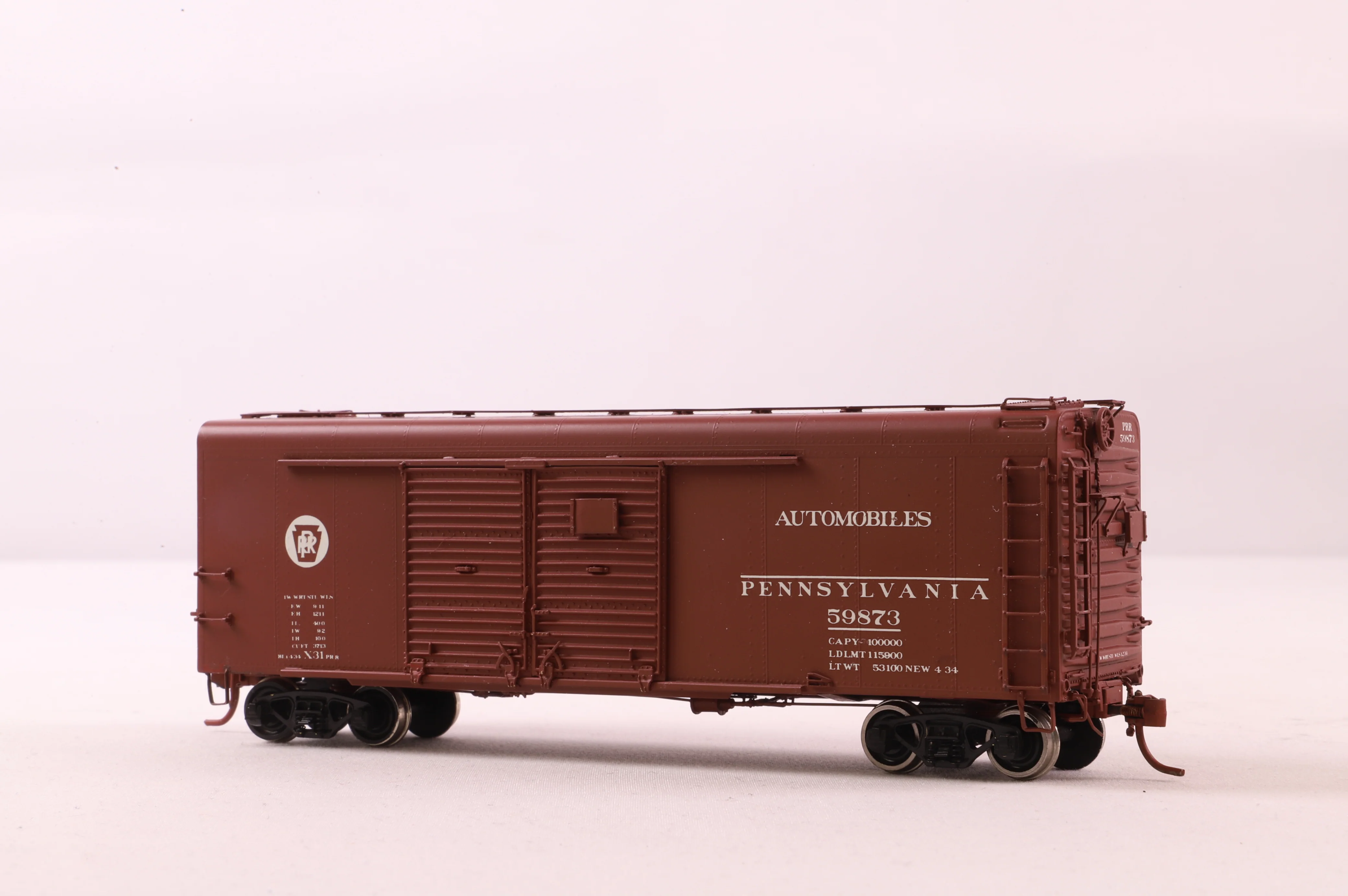 W&R Enterprises HO Brass 3235 Box Car Auto PRR Round Roof Double Door 40' 4/4 '59873' - Image 2