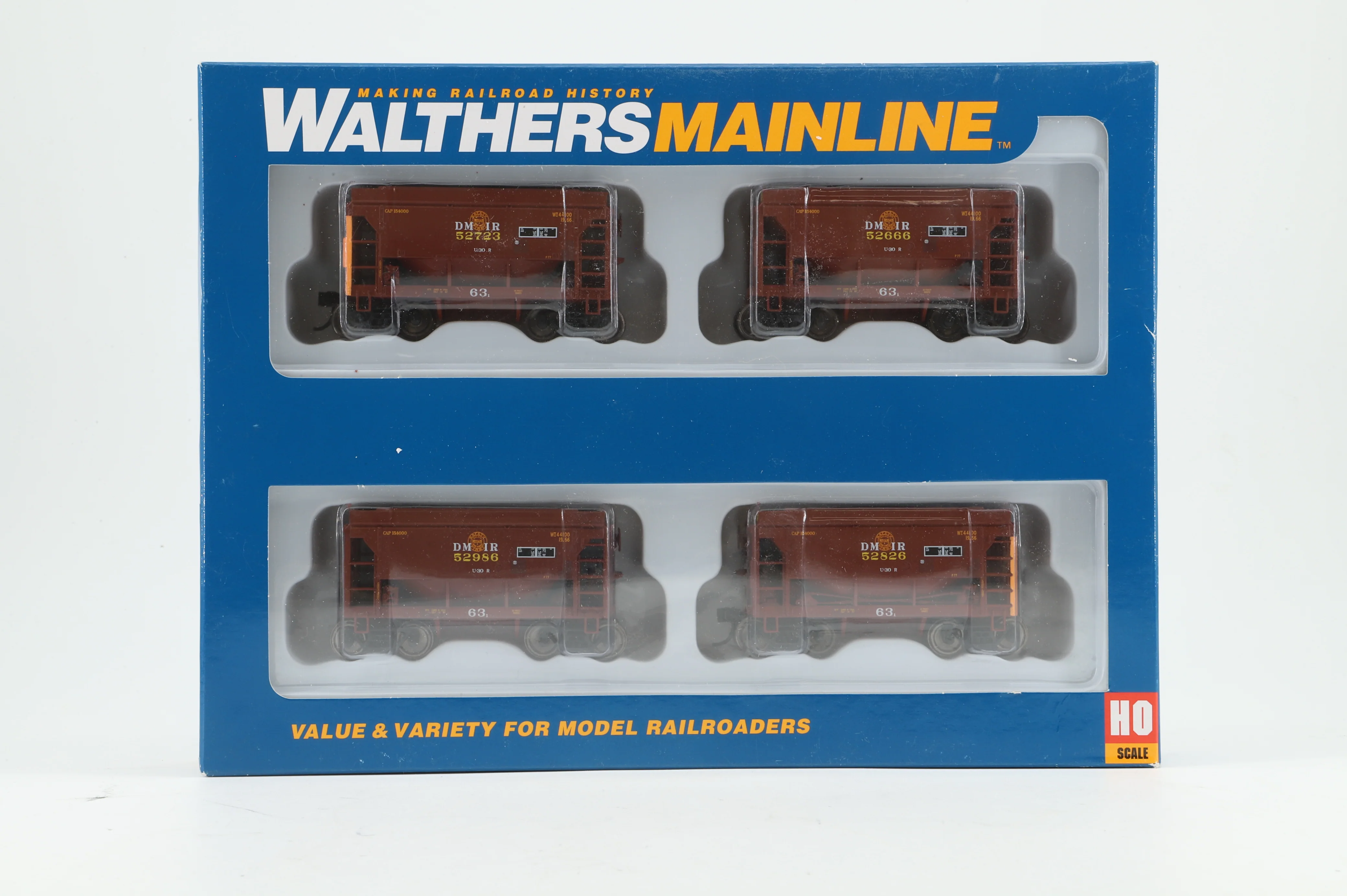 Walthers HO 910-58059 4-Pack of 24' MN Taconite Ore Cars in DM&IR Brown/Yellow